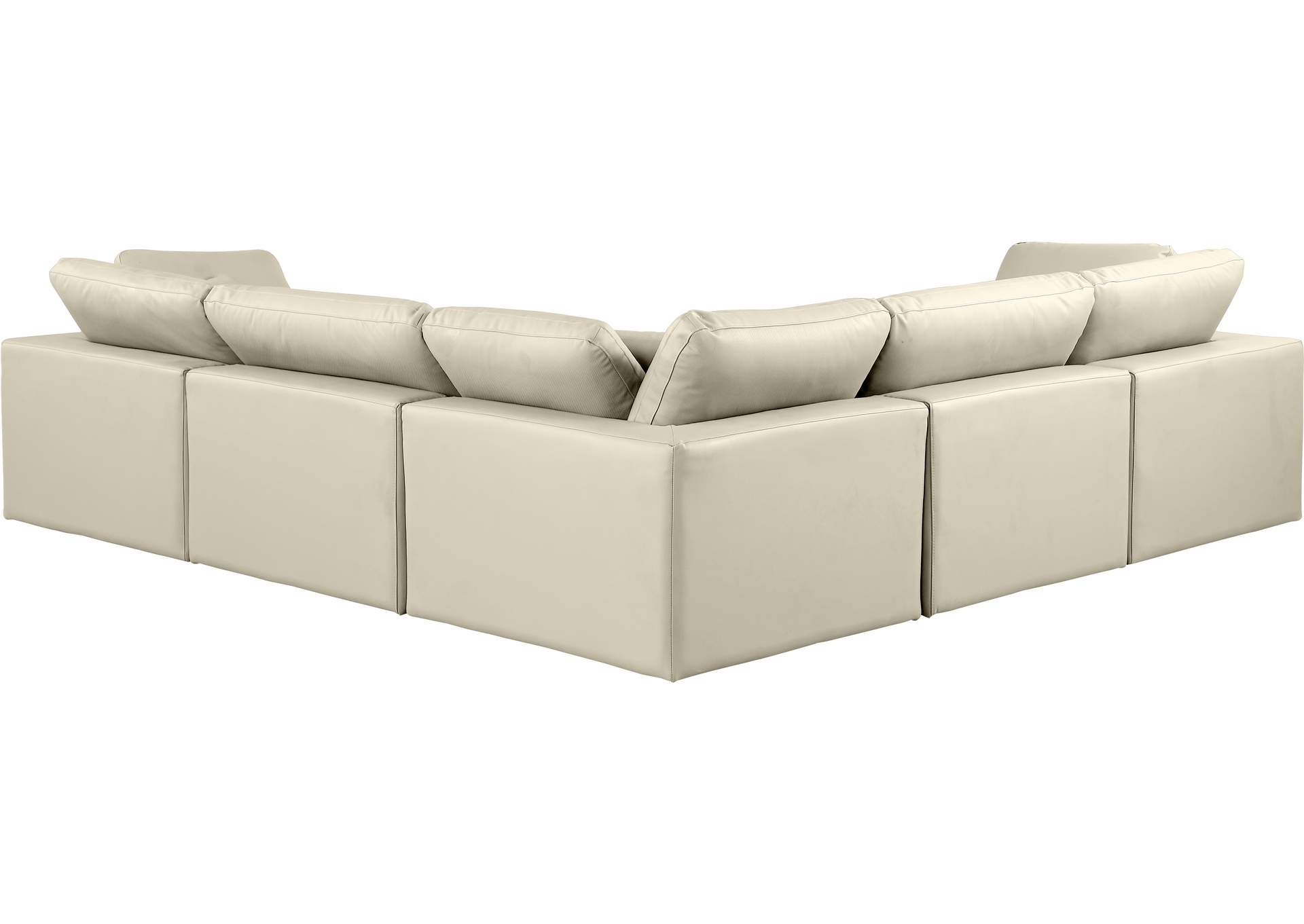 Comfy Cream Faux Leather Modular Sectional,Meridian Furniture