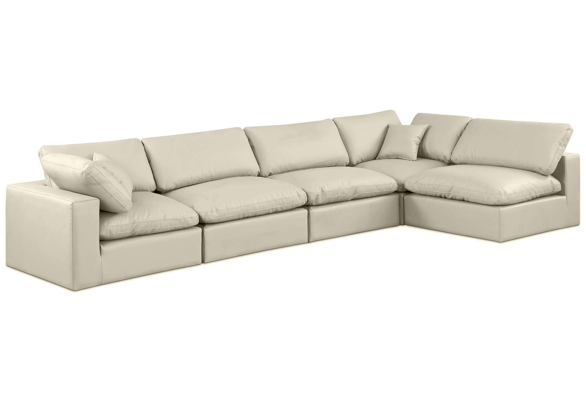Comfy Cream Faux Leather Modular Sectional,Meridian Furniture