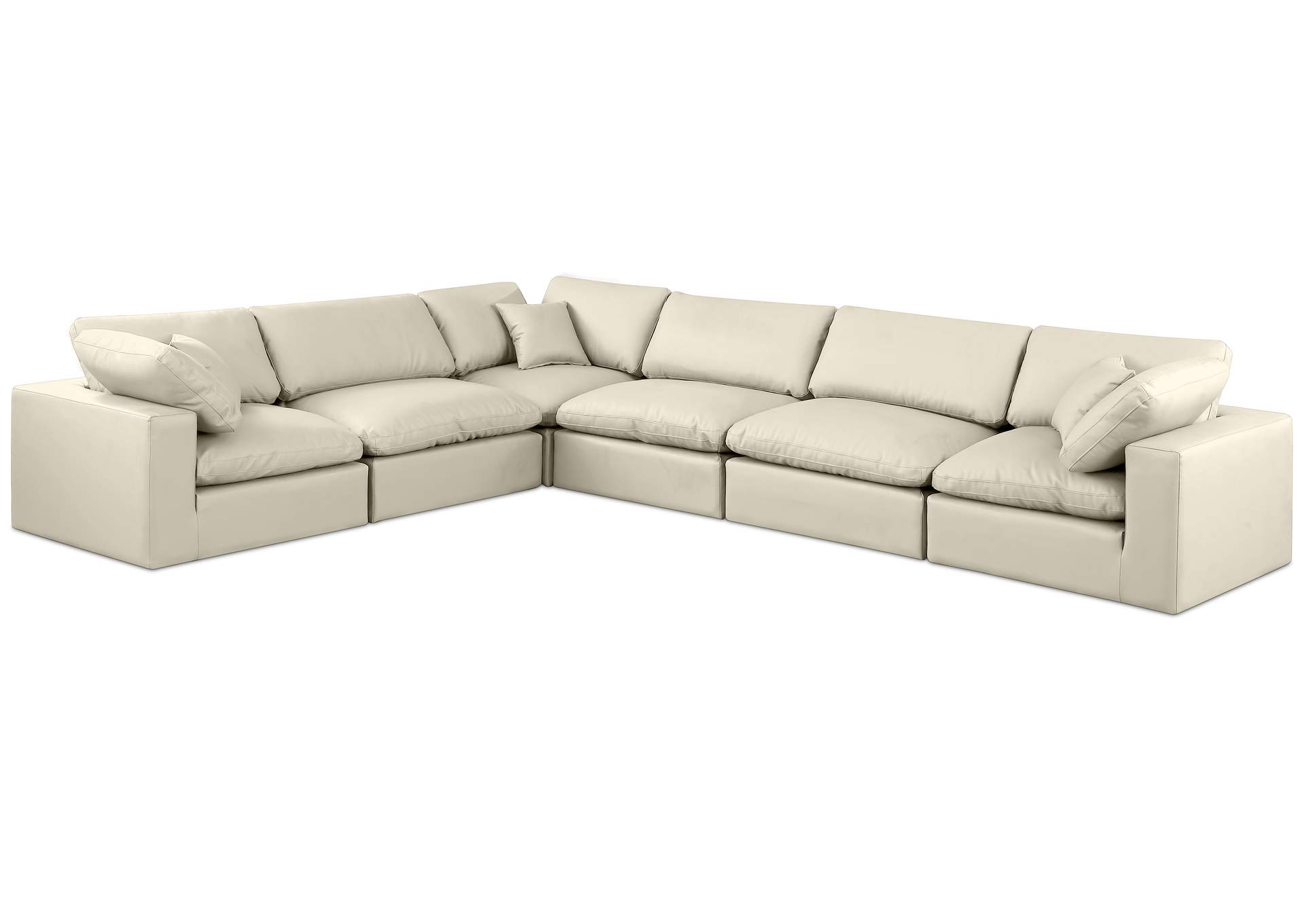 Comfy Cream Faux Leather Modular Sectional,Meridian Furniture