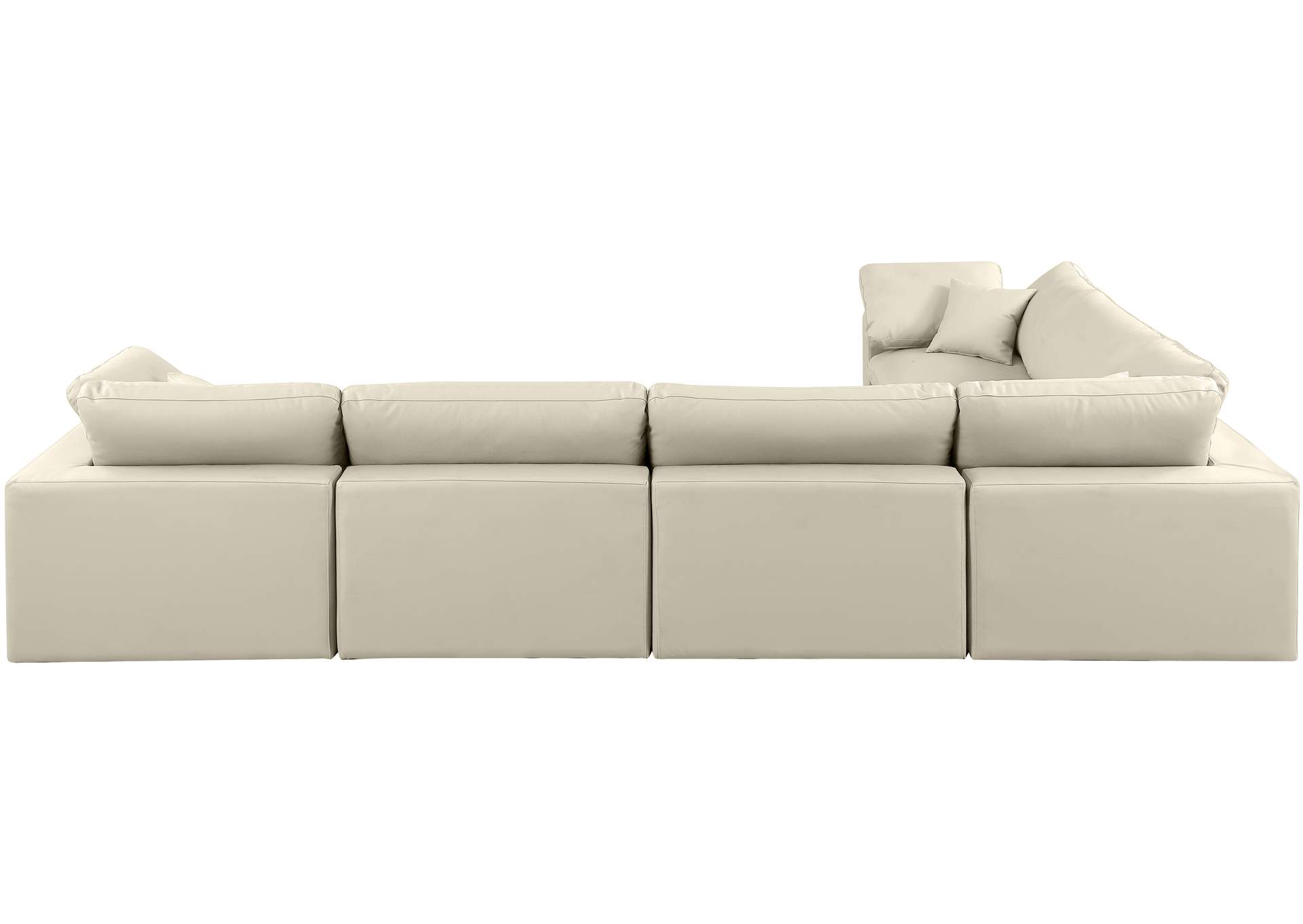 Comfy Cream Faux Leather Modular Sectional,Meridian Furniture