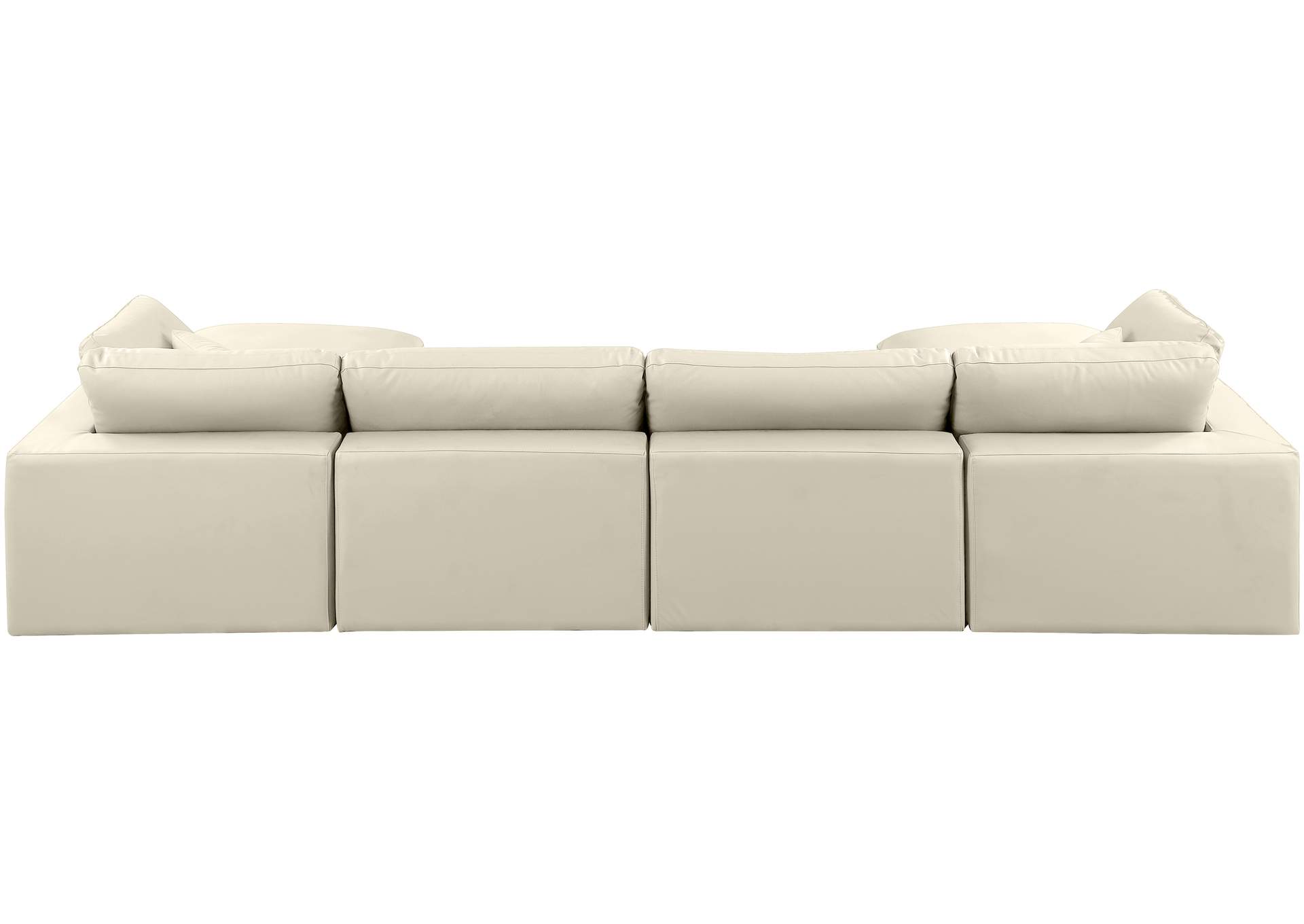 Comfy Cream Faux Leather Modular Sectional,Meridian Furniture
