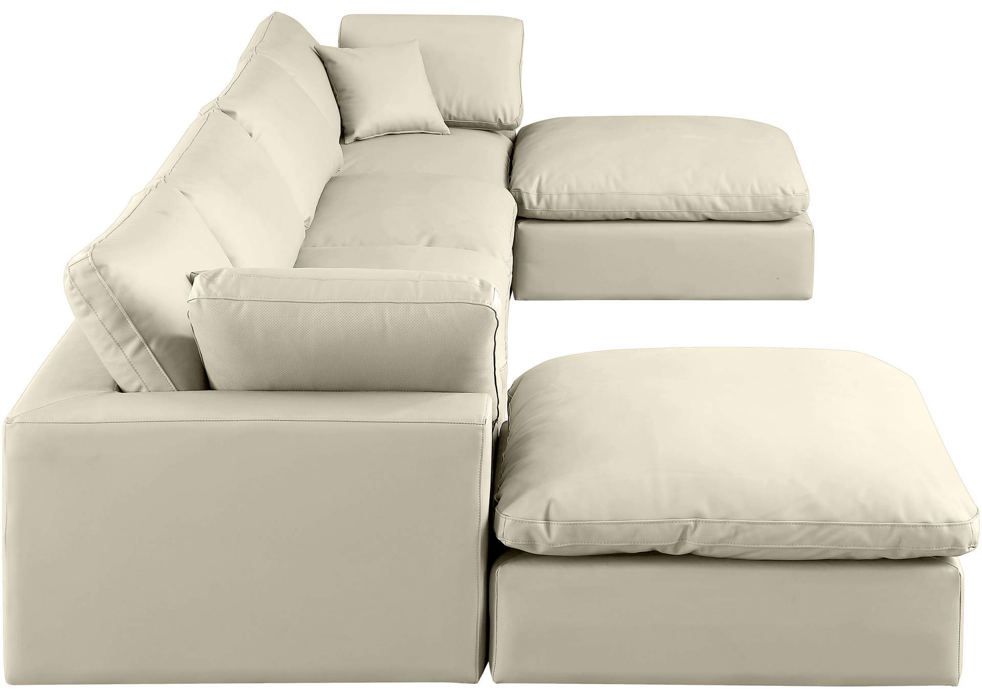 Comfy Cream Faux Leather Modular Sectional,Meridian Furniture