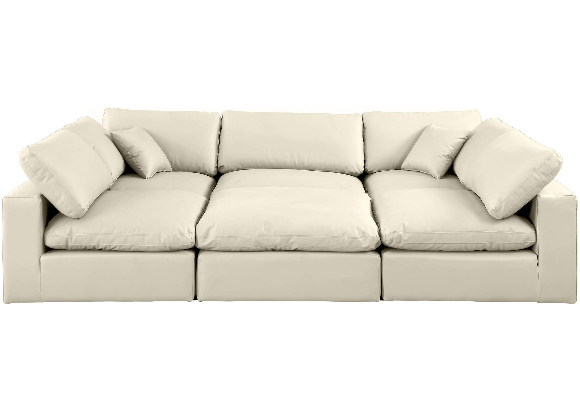 Comfy Cream Faux Leather Modular Sectional,Meridian Furniture