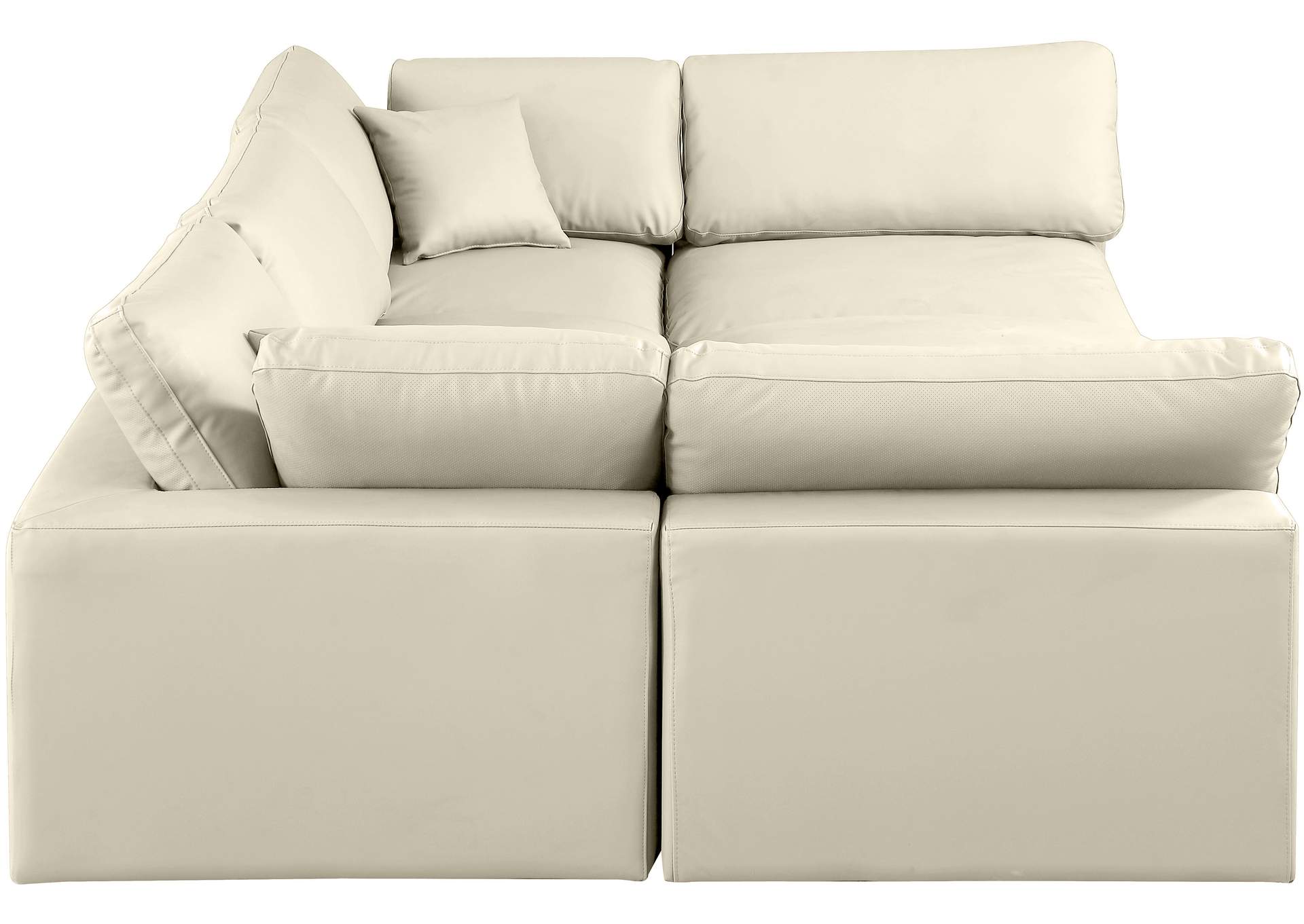 Comfy Cream Faux Leather Modular Sectional,Meridian Furniture