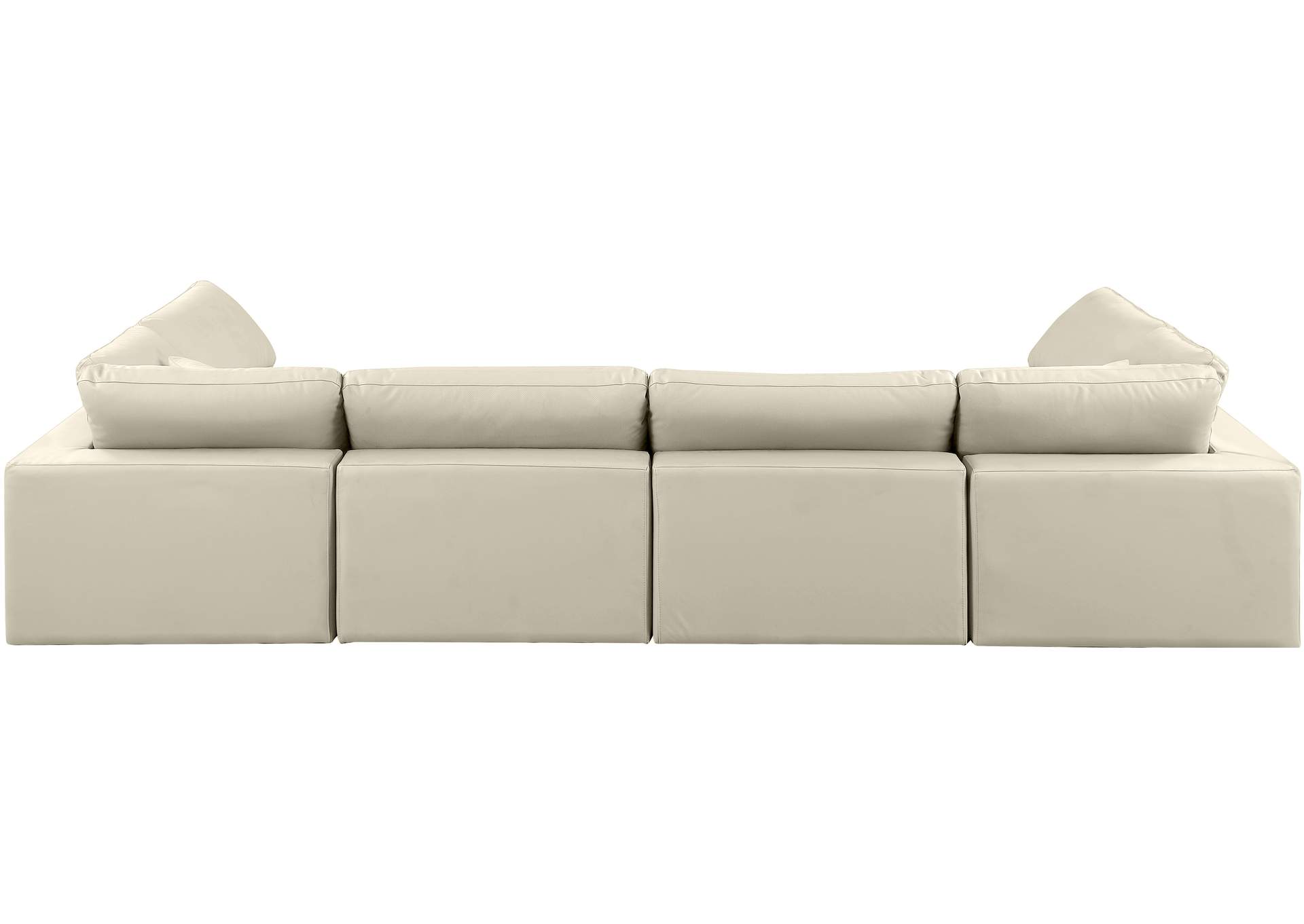 Comfy Cream Faux Leather Modular Sectional,Meridian Furniture