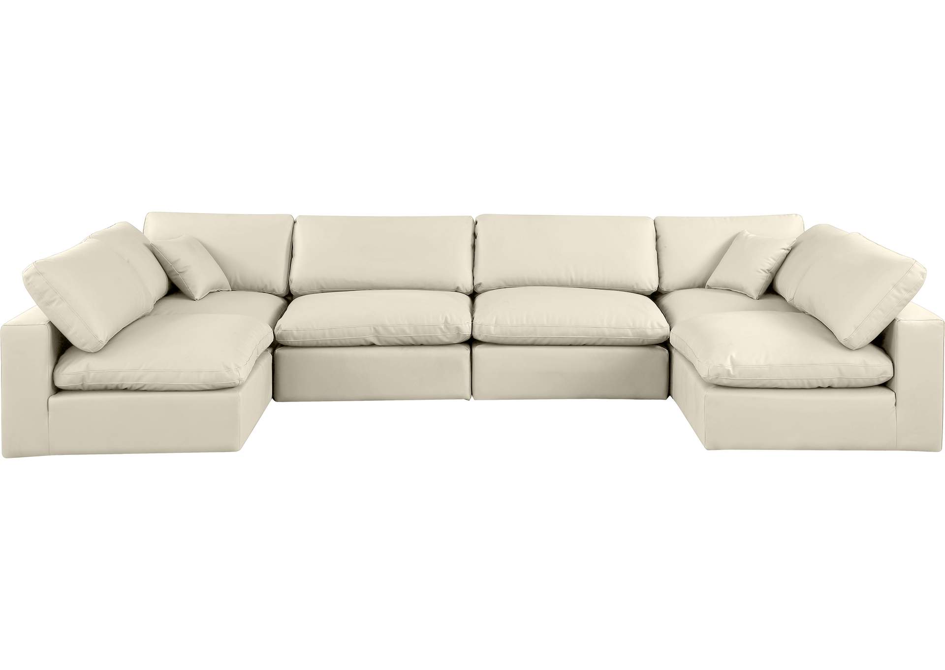 Comfy Cream Faux Leather Modular Sectional,Meridian Furniture