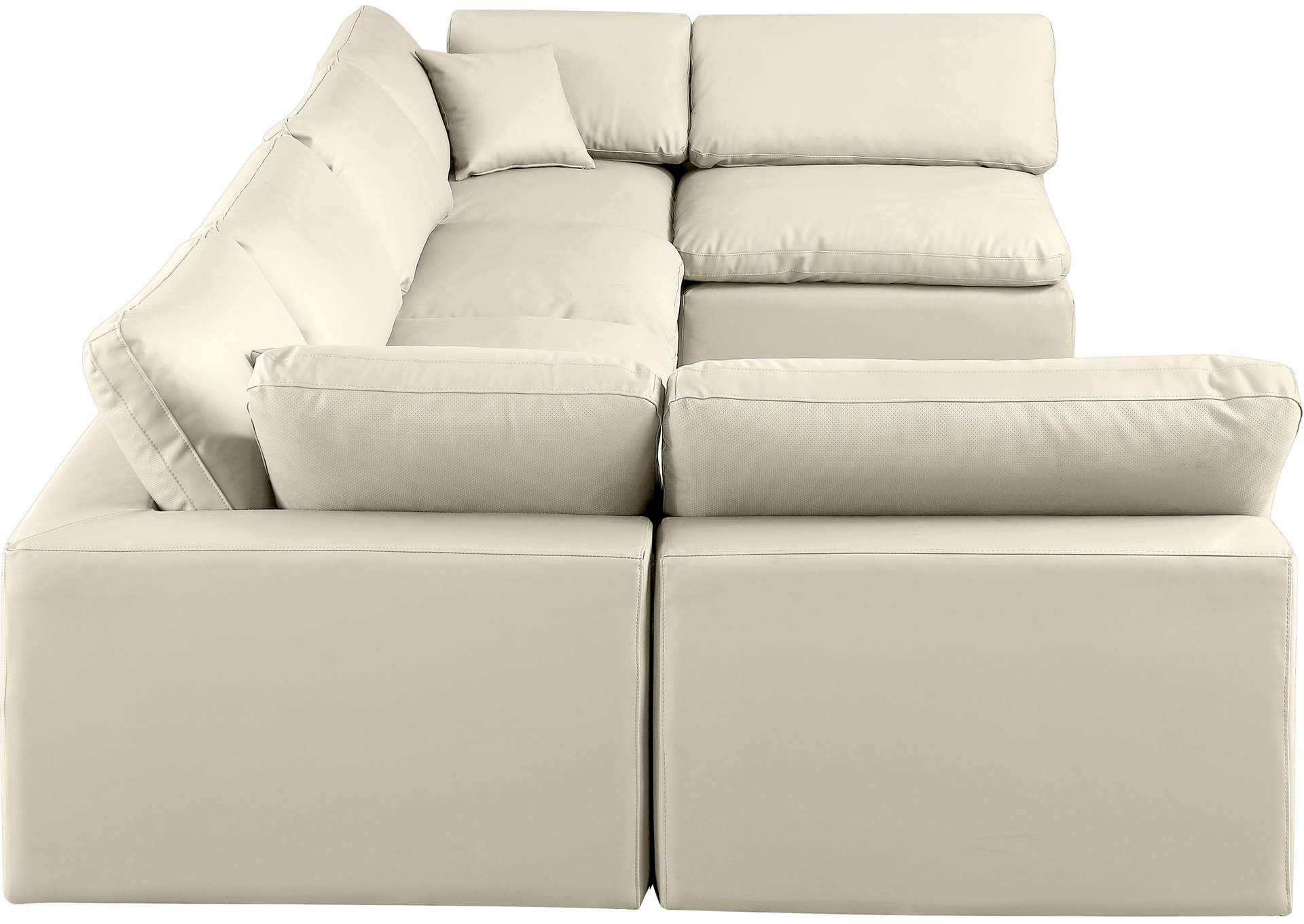 Comfy Cream Faux Leather Modular Sectional,Meridian Furniture