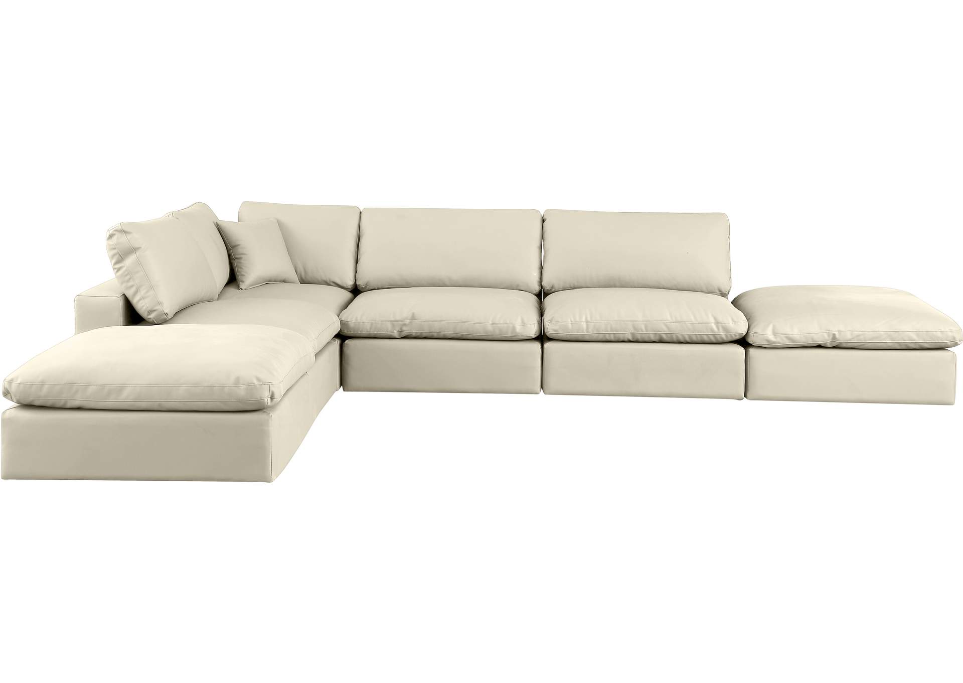 Comfy Cream Faux Leather Modular Sectional,Meridian Furniture