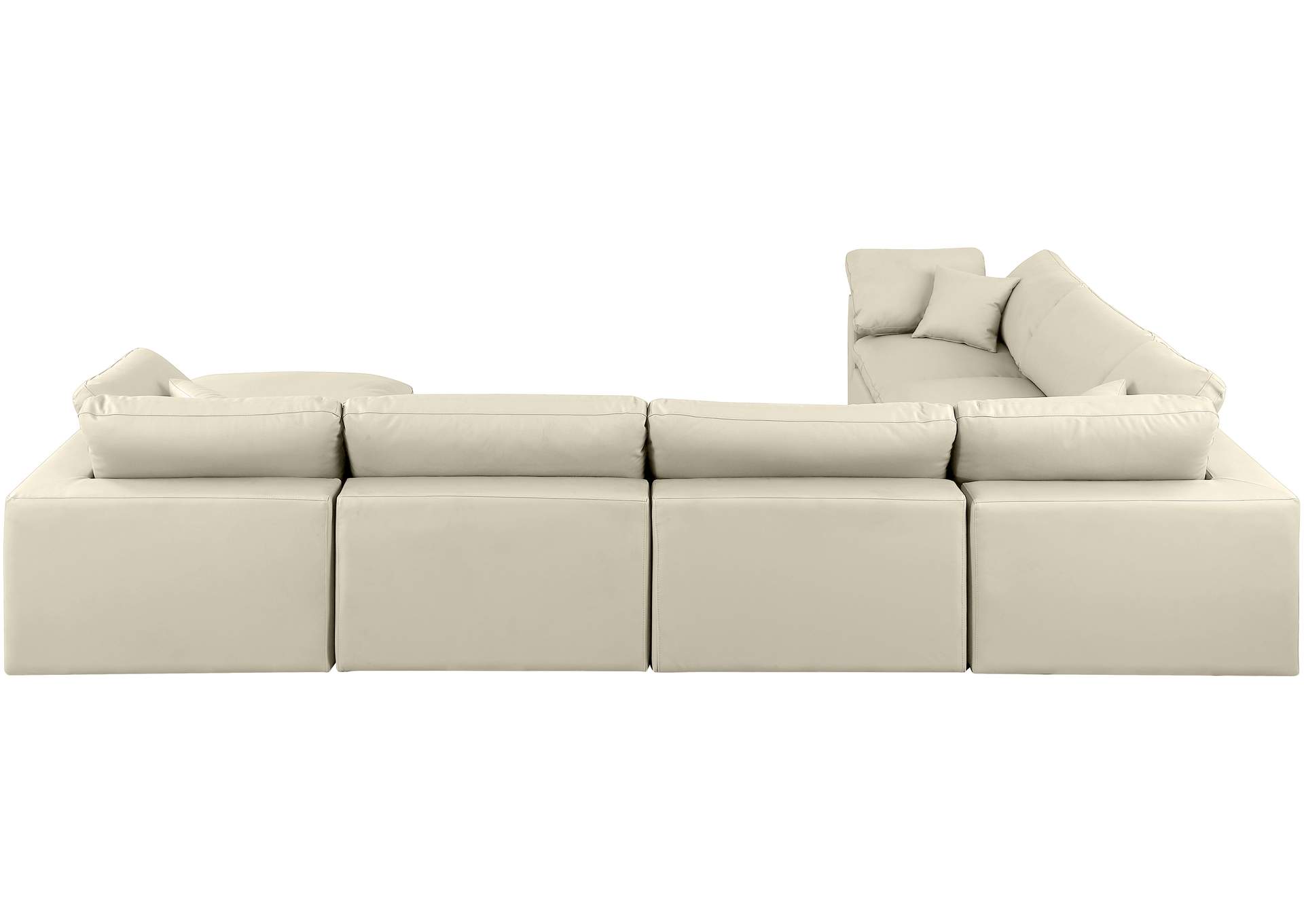 Comfy Cream Faux Leather Modular Sectional,Meridian Furniture