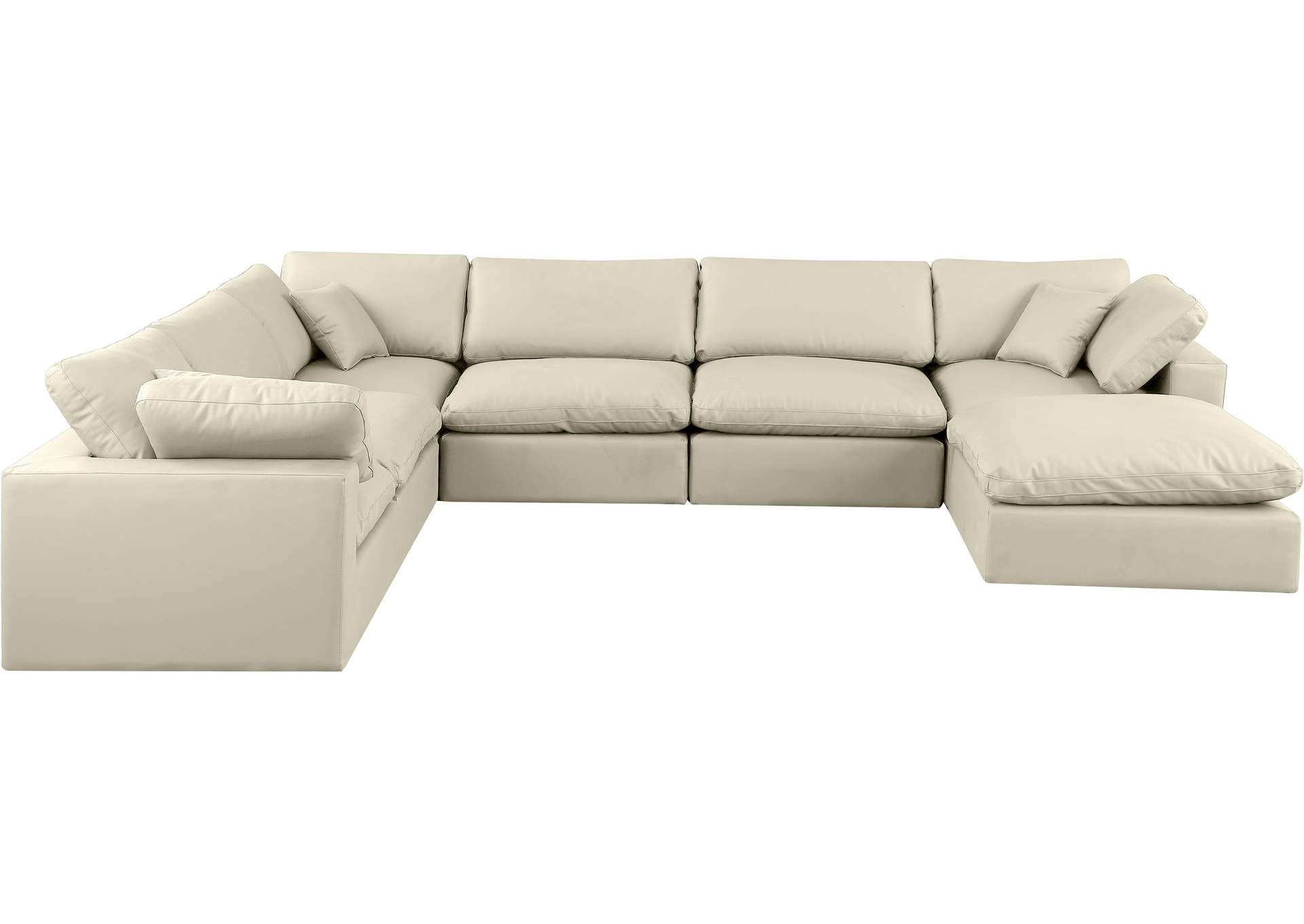 Comfy Cream Faux Leather Modular Sectional,Meridian Furniture