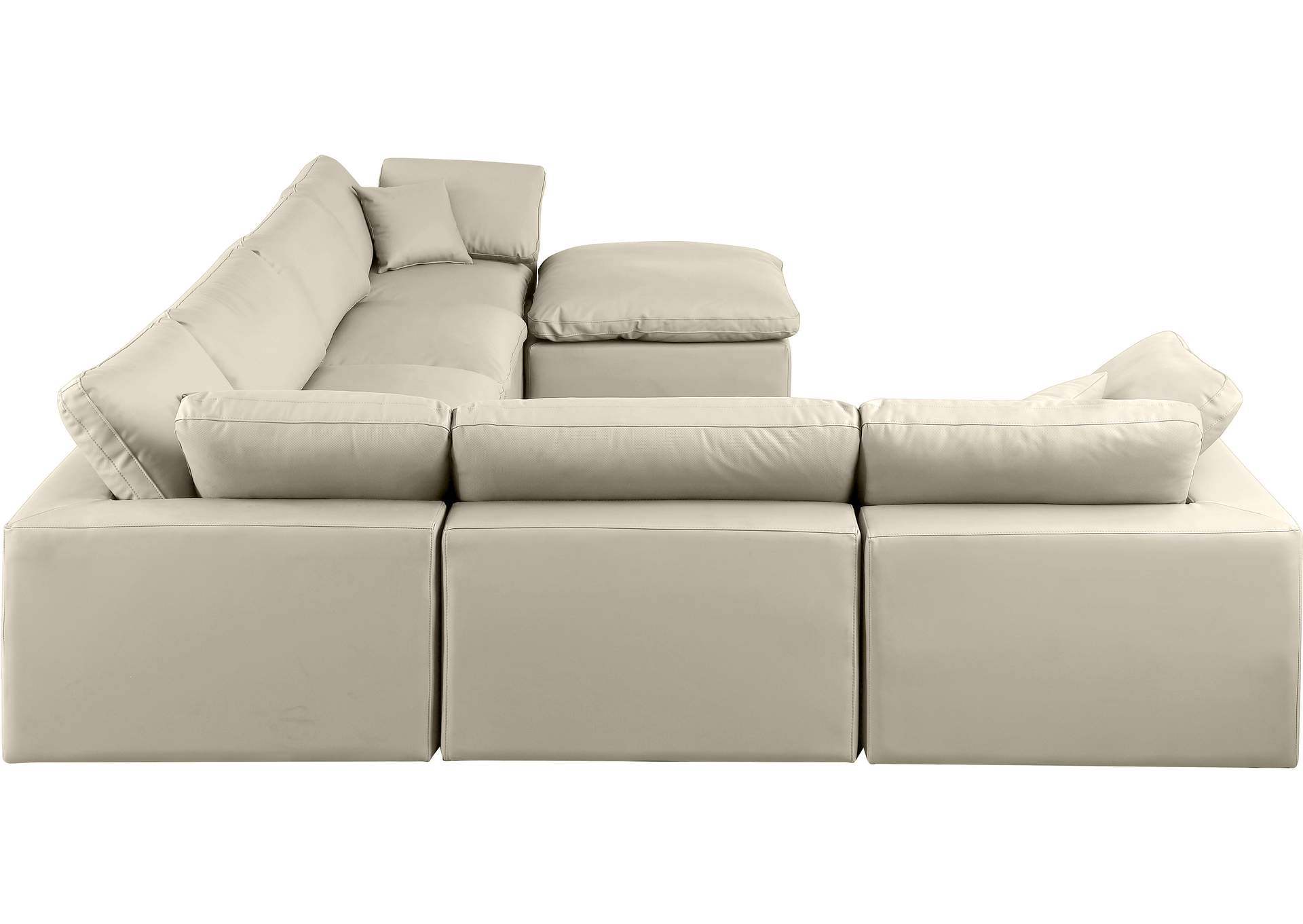 Comfy Cream Faux Leather Modular Sectional,Meridian Furniture