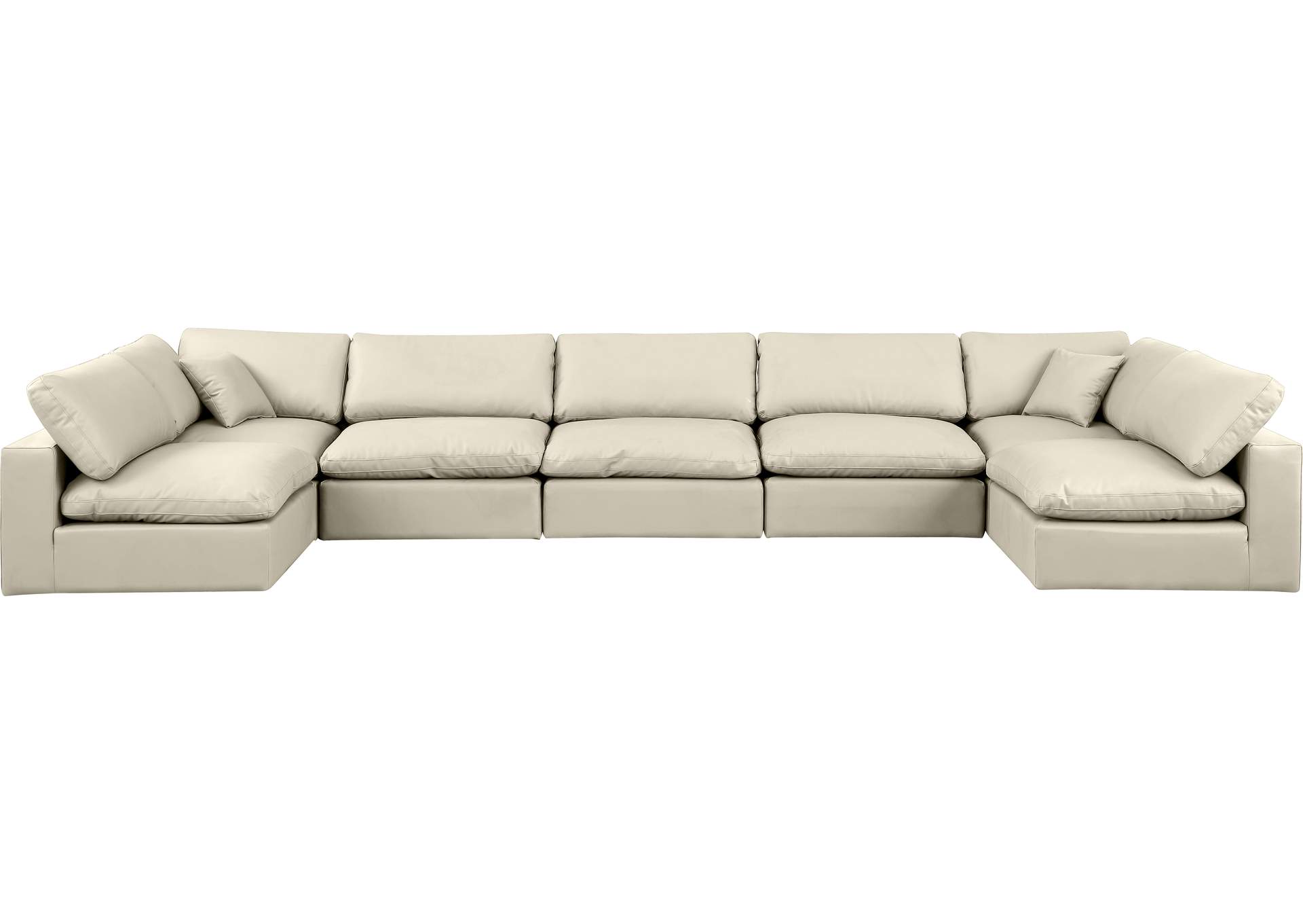 Comfy Cream Faux Leather Modular Sectional,Meridian Furniture