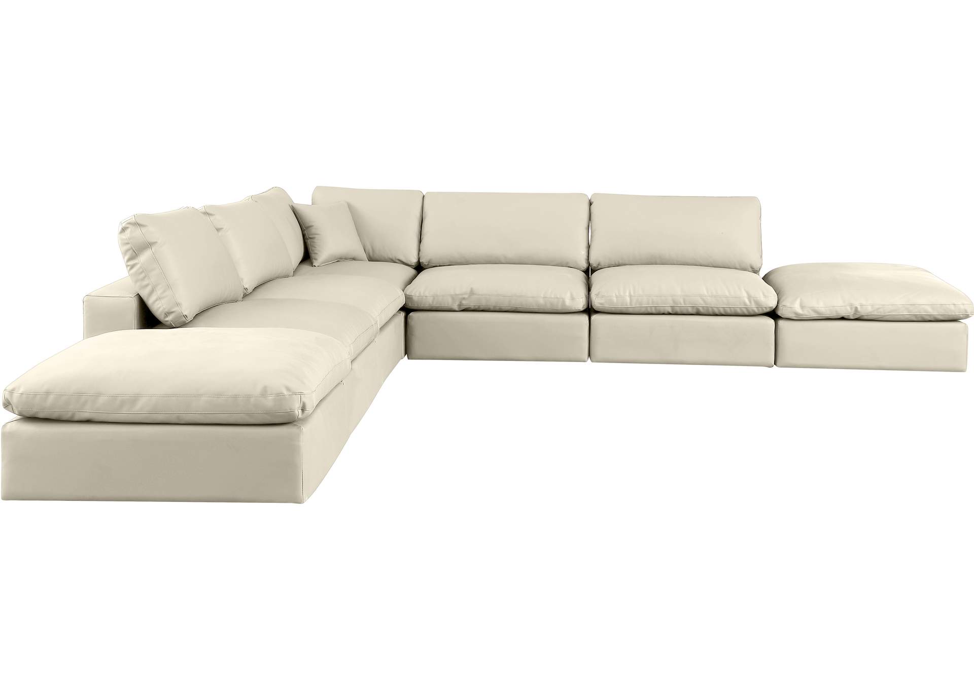 Comfy Cream Faux Leather Modular Sectional,Meridian Furniture