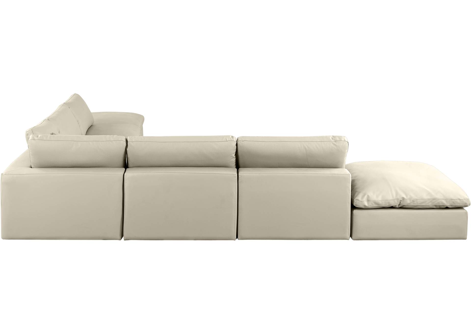 Comfy Cream Faux Leather Modular Sectional,Meridian Furniture