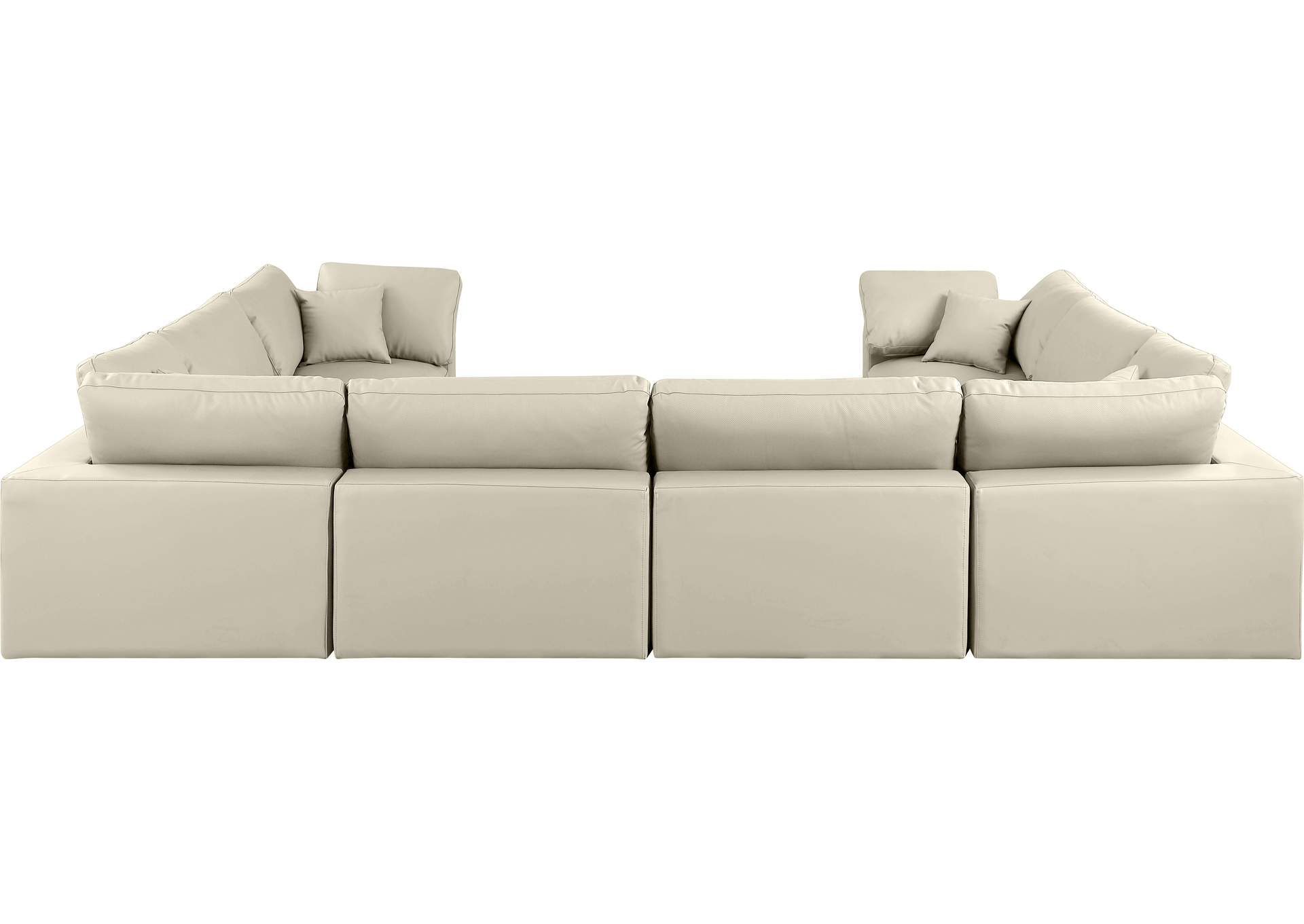 Comfy Cream Faux Leather Modular Sectional,Meridian Furniture
