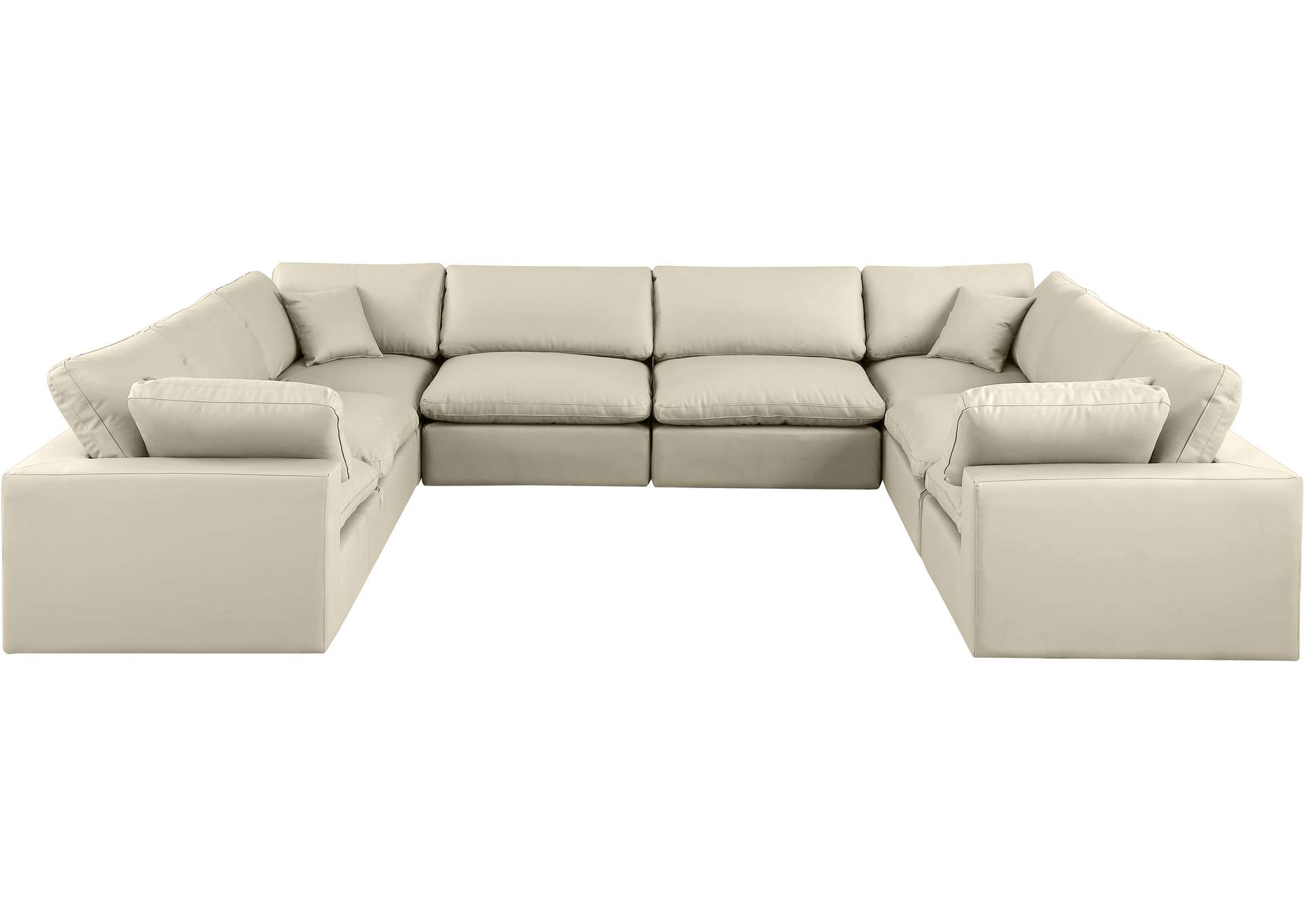 Comfy Cream Faux Leather Modular Sectional,Meridian Furniture