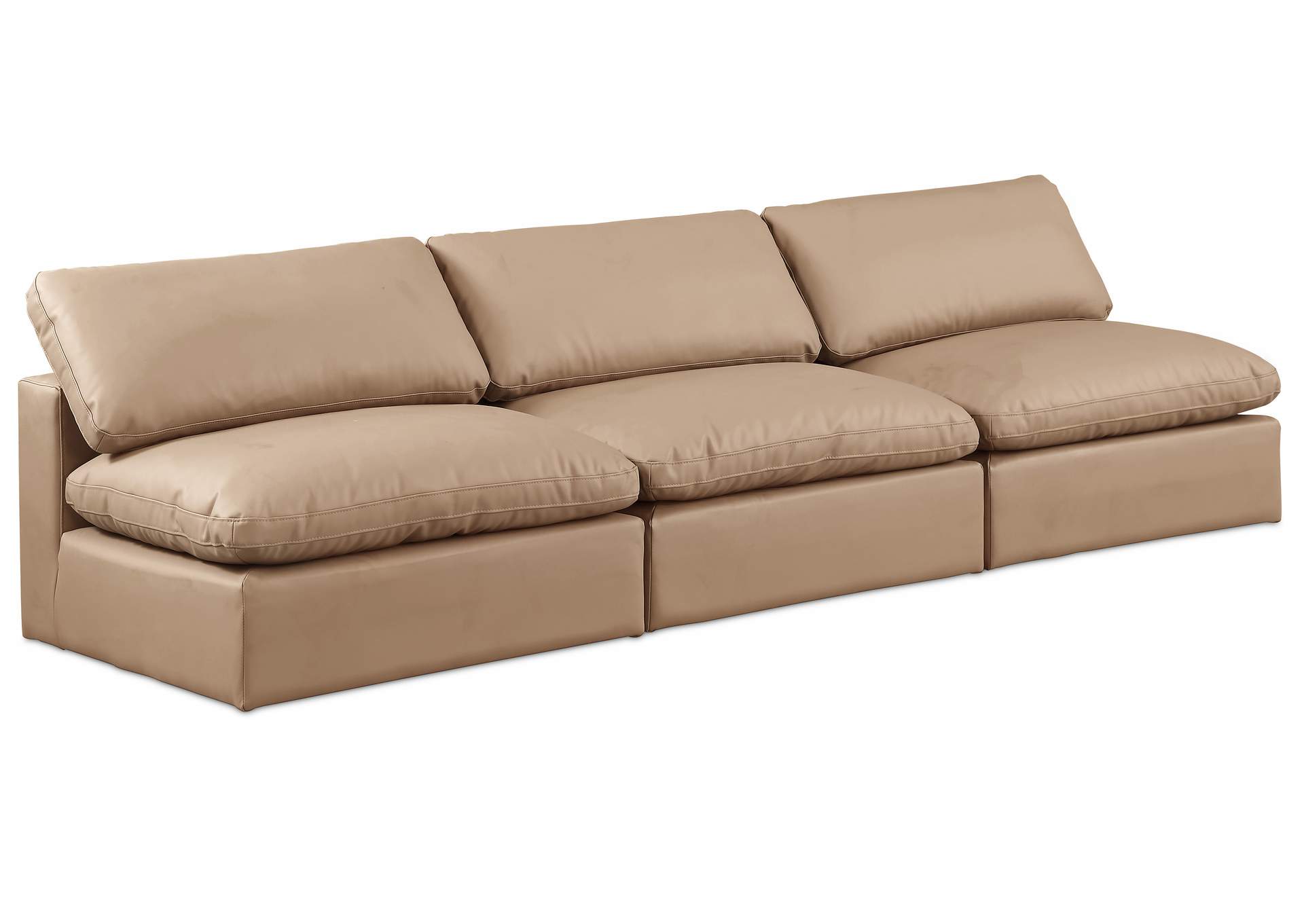 Comfy Tan Faux Leather Modular Sofa,Meridian Furniture