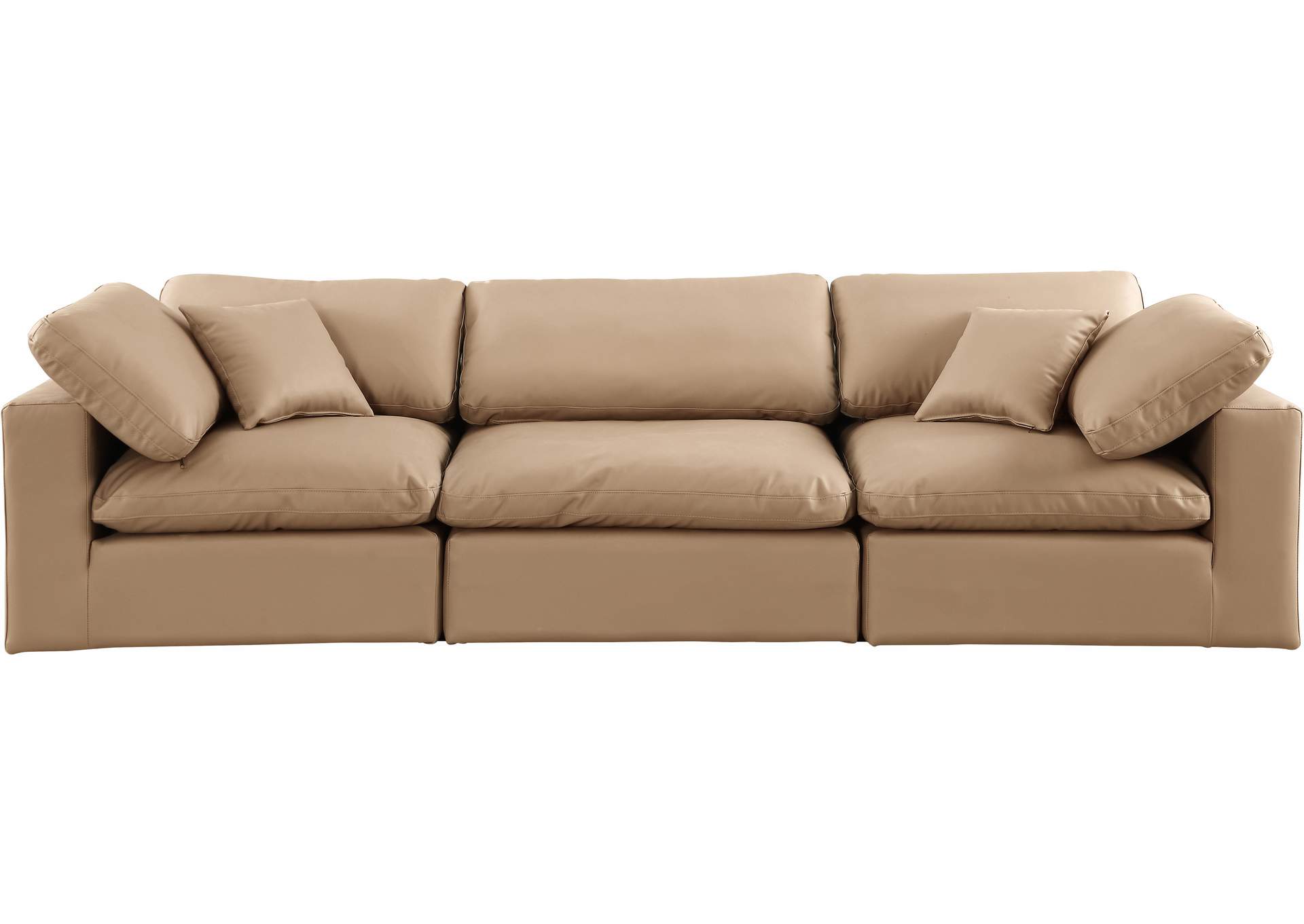 Comfy Tan Faux Leather Modular Sofa,Meridian Furniture