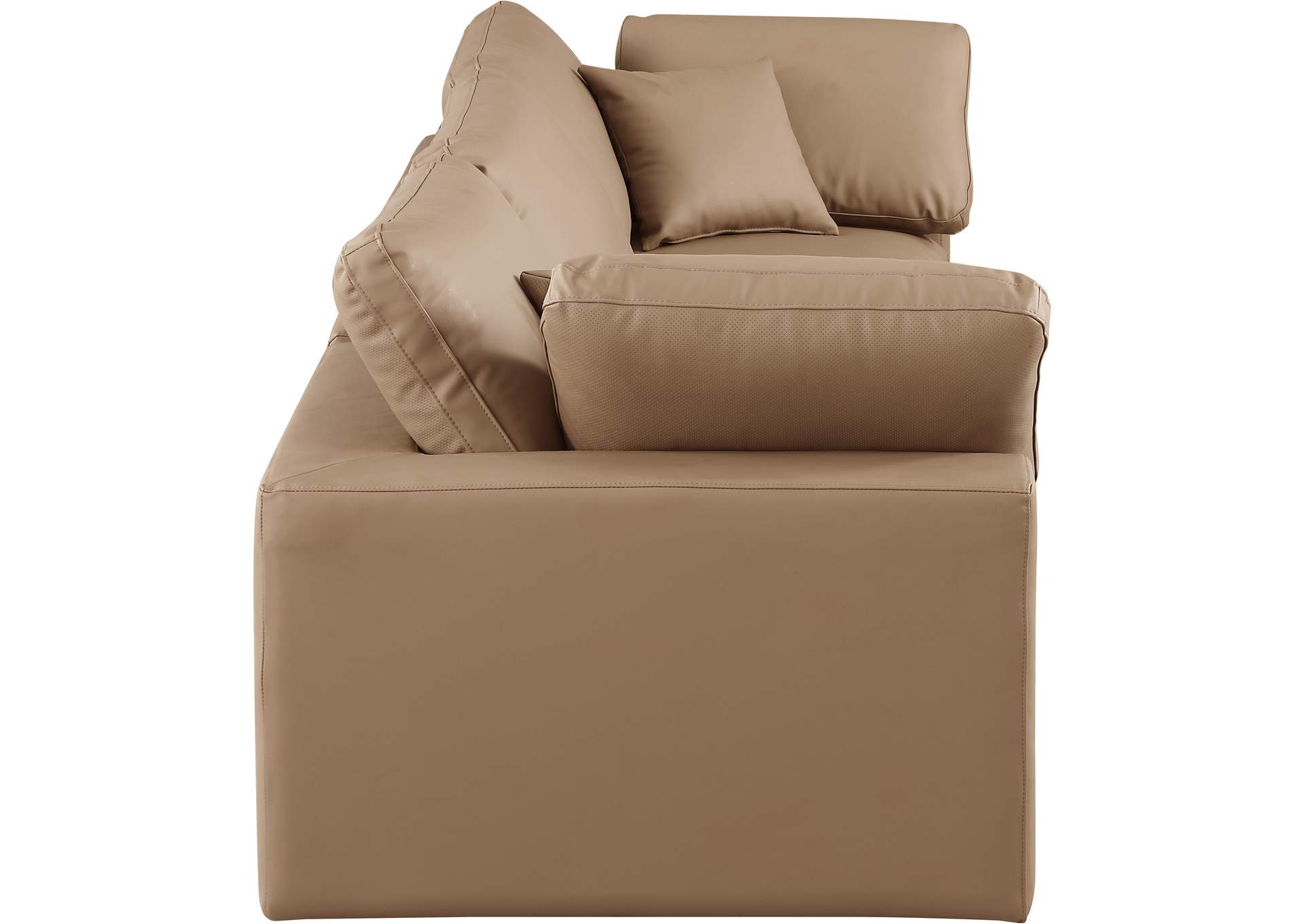 Comfy Tan Faux Leather Modular Sofa,Meridian Furniture