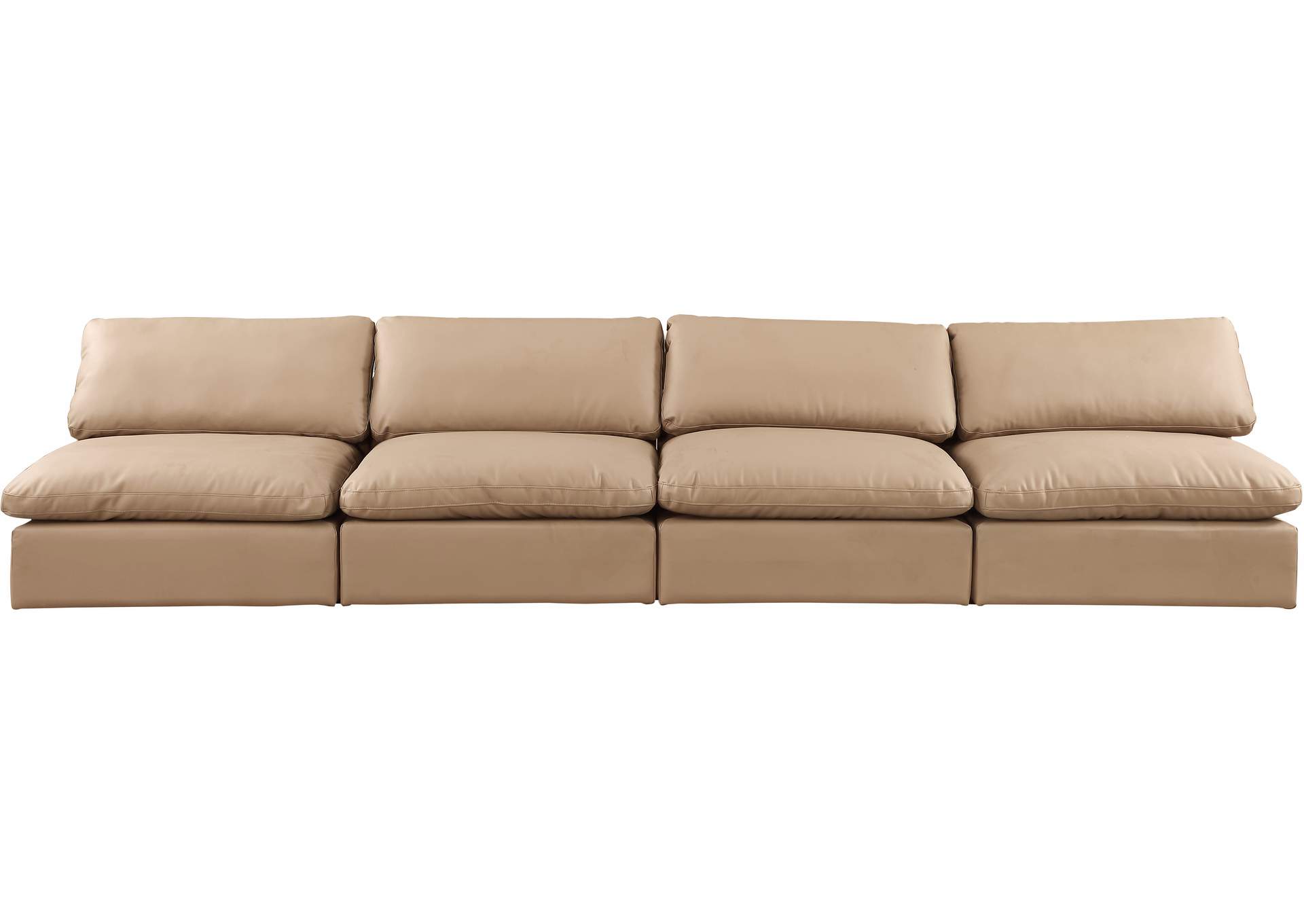 Comfy Tan Faux Leather Modular Sofa,Meridian Furniture