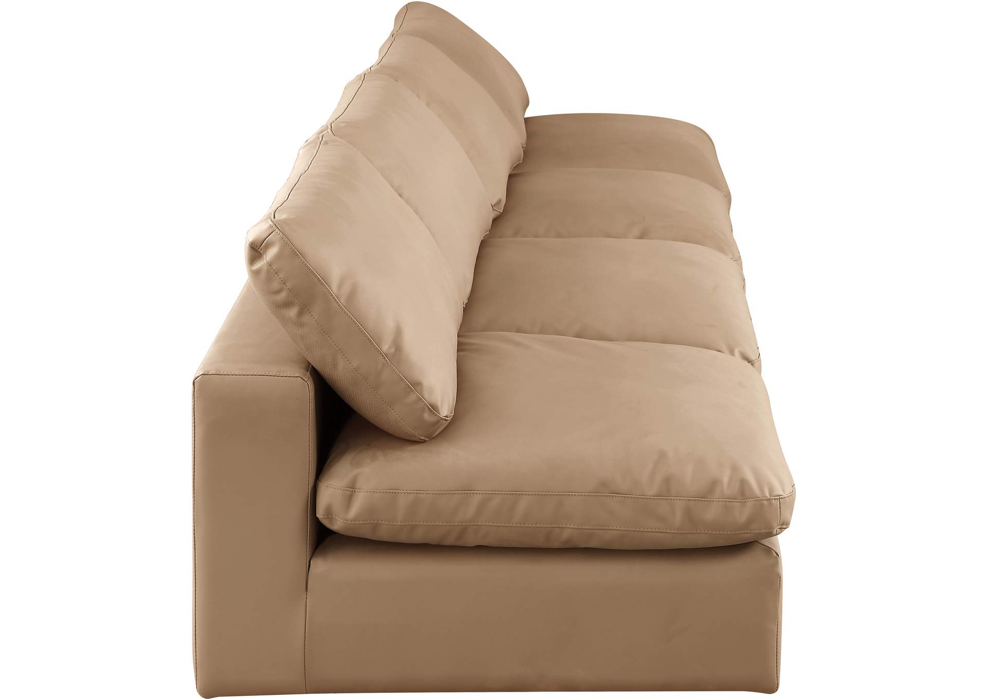 Comfy Tan Faux Leather Modular Sofa,Meridian Furniture