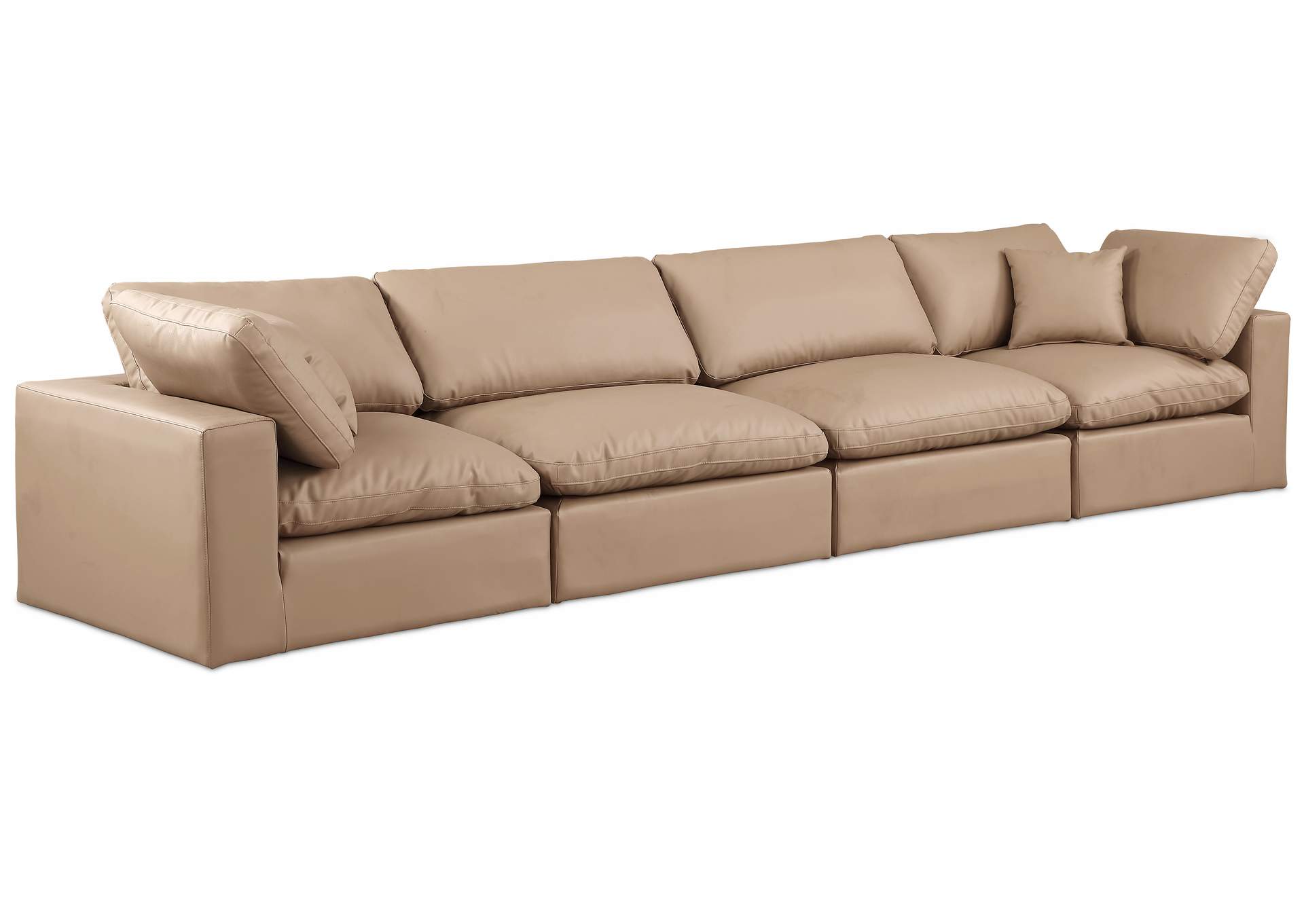 Comfy Tan Faux Leather Modular Sofa,Meridian Furniture