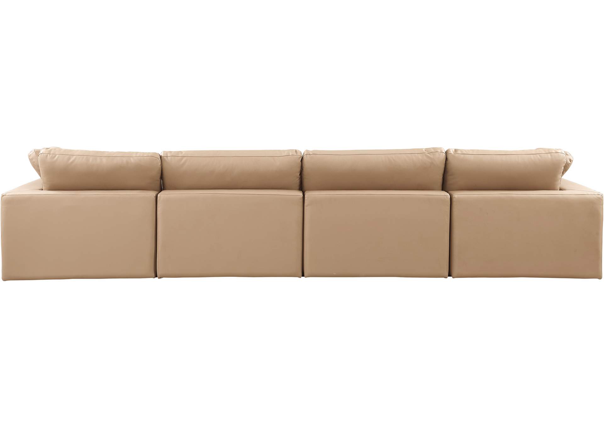 Comfy Tan Faux Leather Modular Sofa,Meridian Furniture