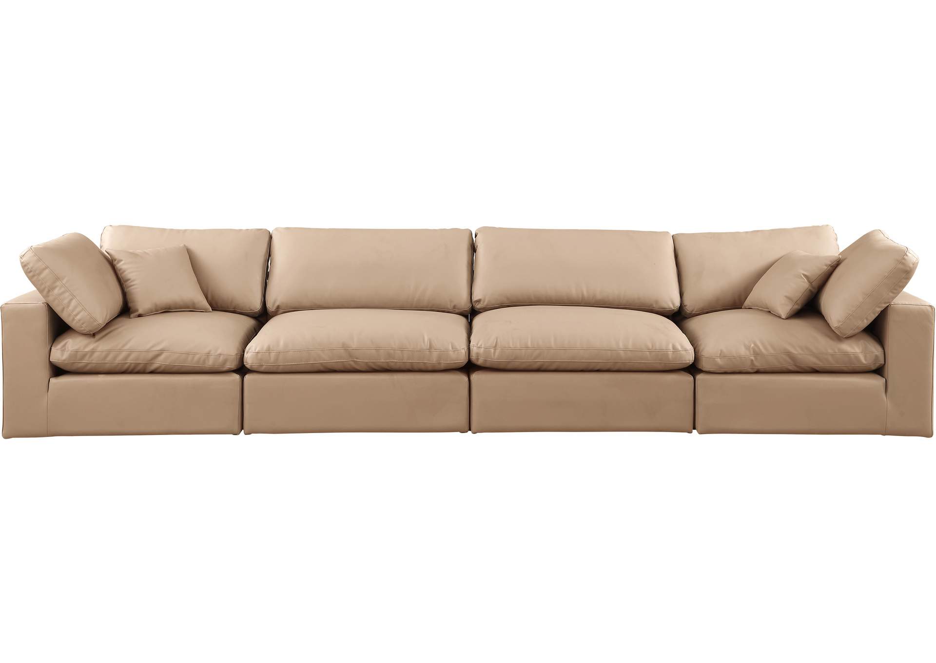 Comfy Tan Faux Leather Modular Sofa,Meridian Furniture