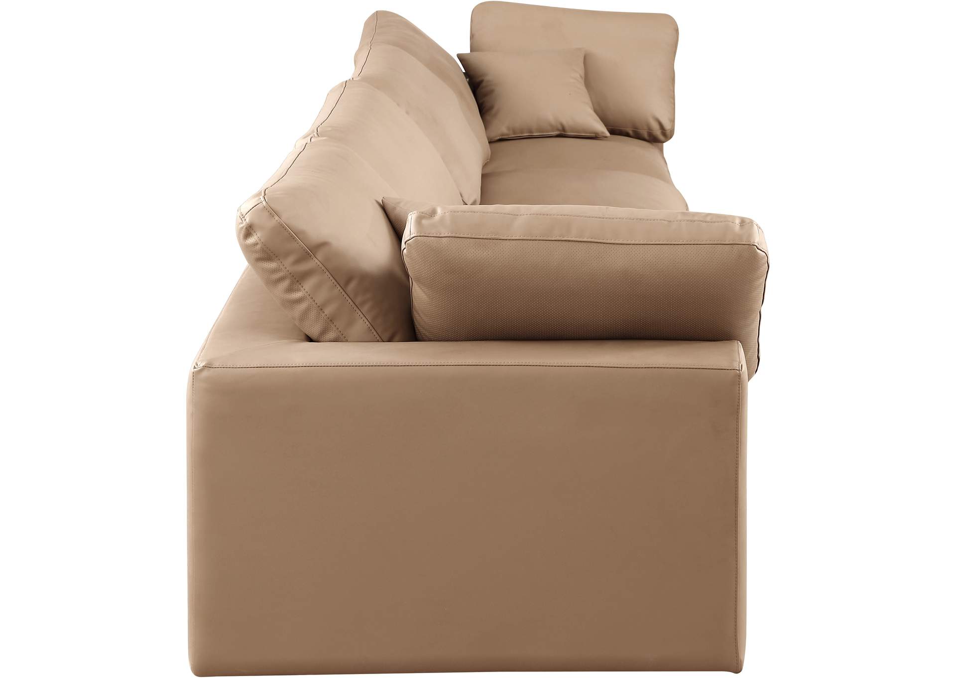 Comfy Tan Faux Leather Modular Sofa,Meridian Furniture
