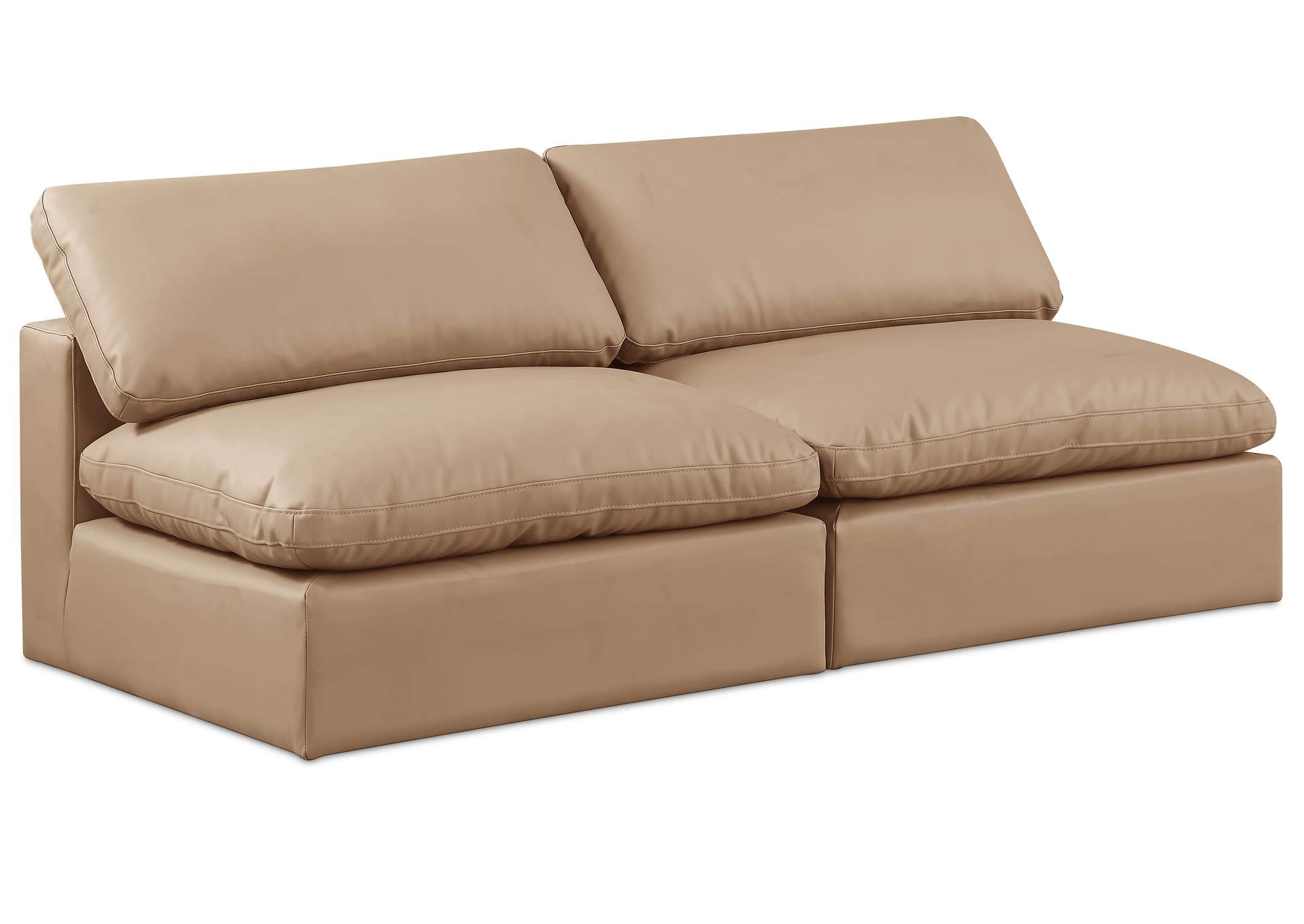 Comfy Tan Faux Leather Modular Sofa,Meridian Furniture