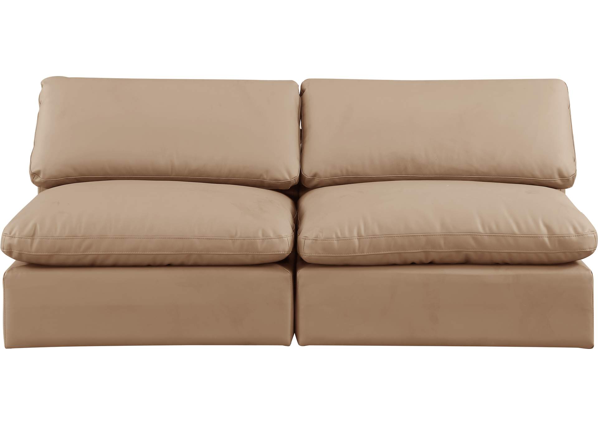 Comfy Tan Faux Leather Modular Sofa,Meridian Furniture