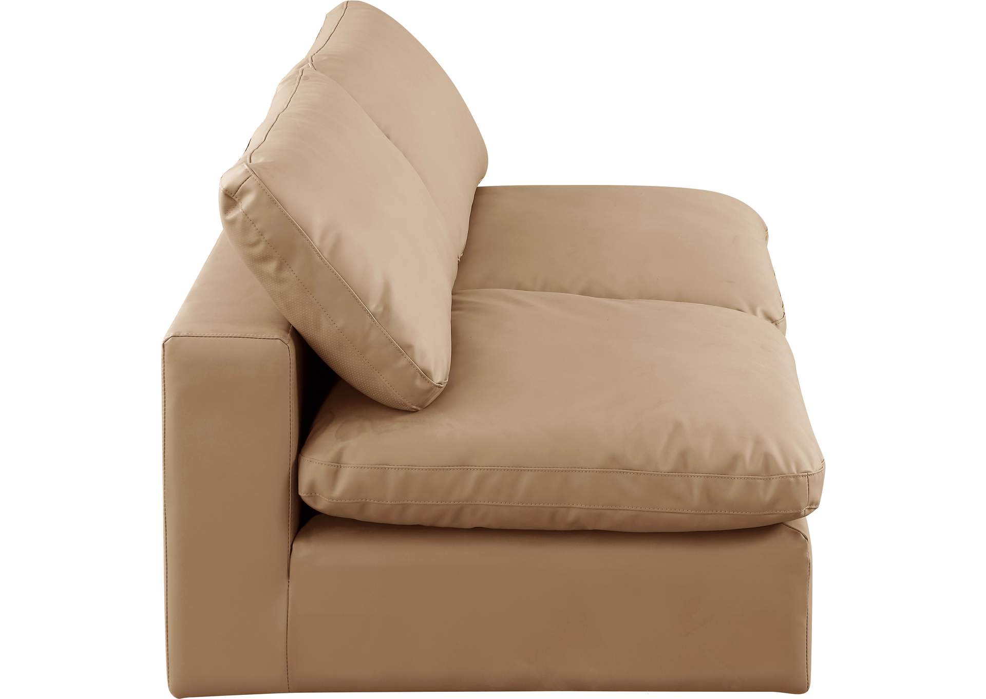 Comfy Tan Faux Leather Modular Sofa,Meridian Furniture