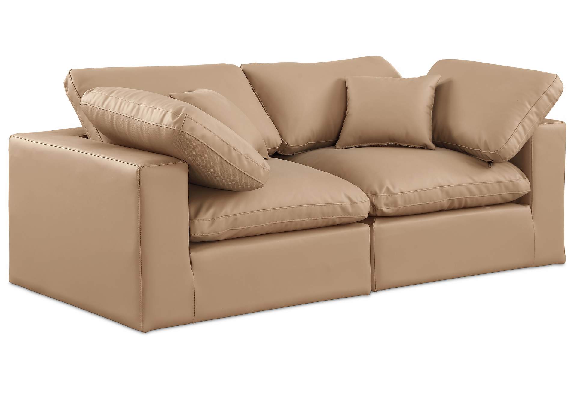 Comfy Tan Faux Leather Modular Sofa,Meridian Furniture