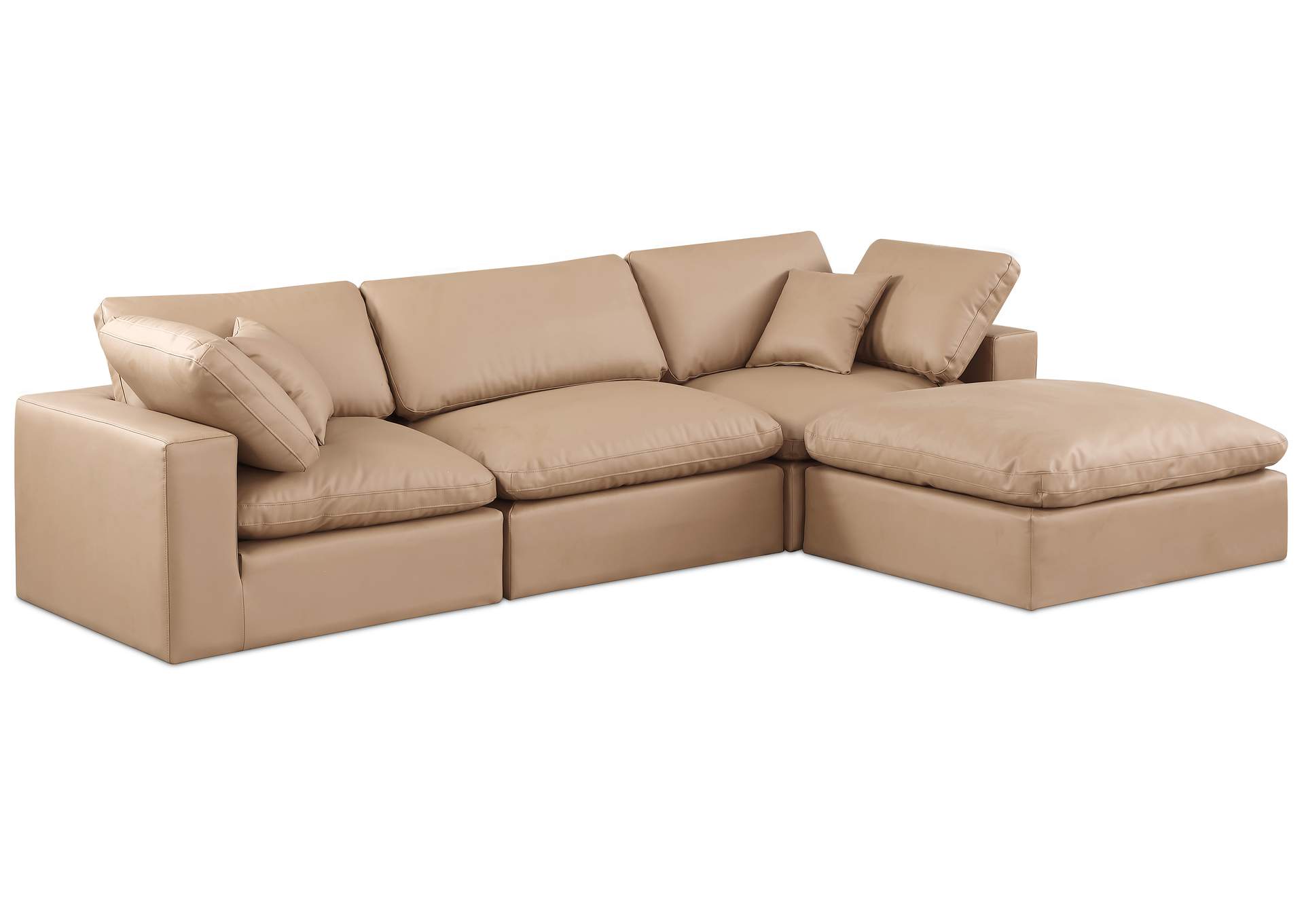 Comfy Tan Faux Leather Modular Sectional,Meridian Furniture