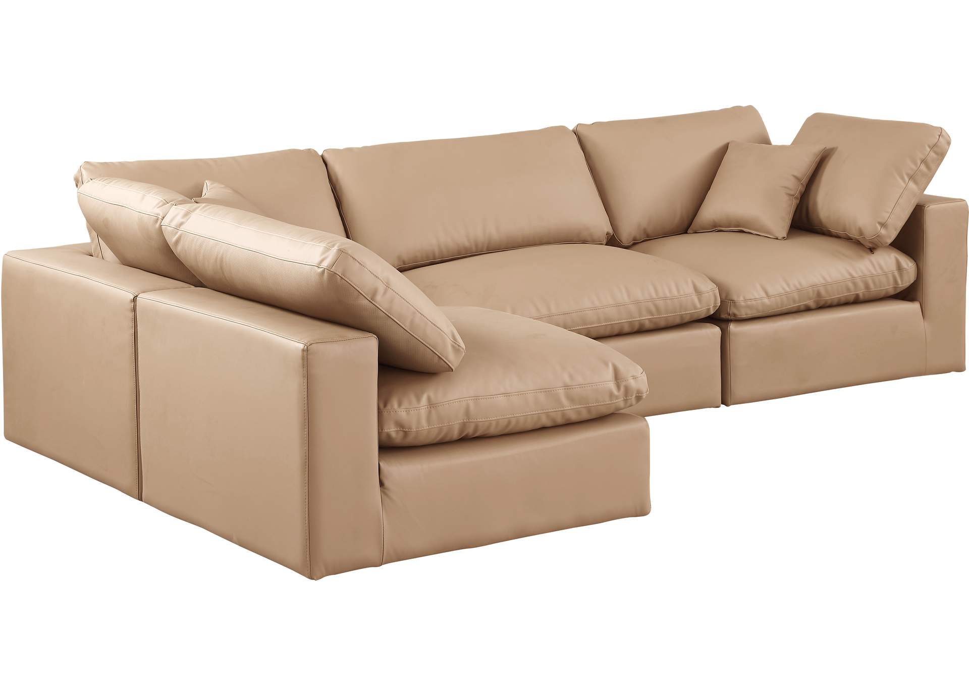 Comfy Tan Faux Leather Modular Sectional,Meridian Furniture
