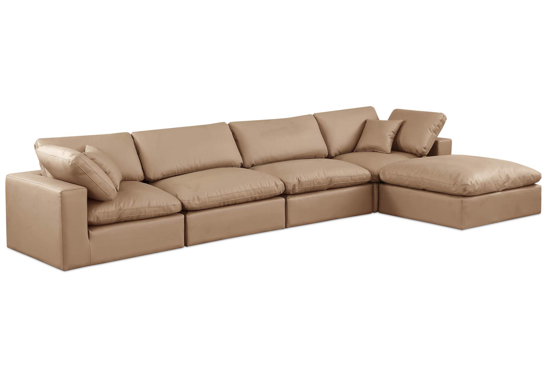 Comfy Tan Faux Leather Modular Sectional,Meridian Furniture