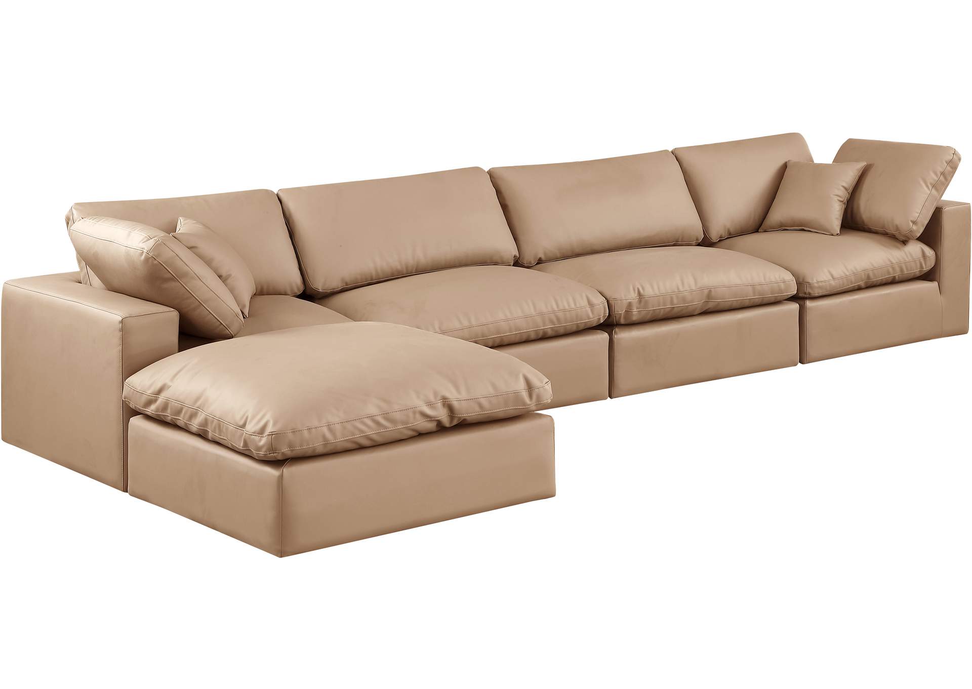 Comfy Tan Faux Leather Modular Sectional,Meridian Furniture
