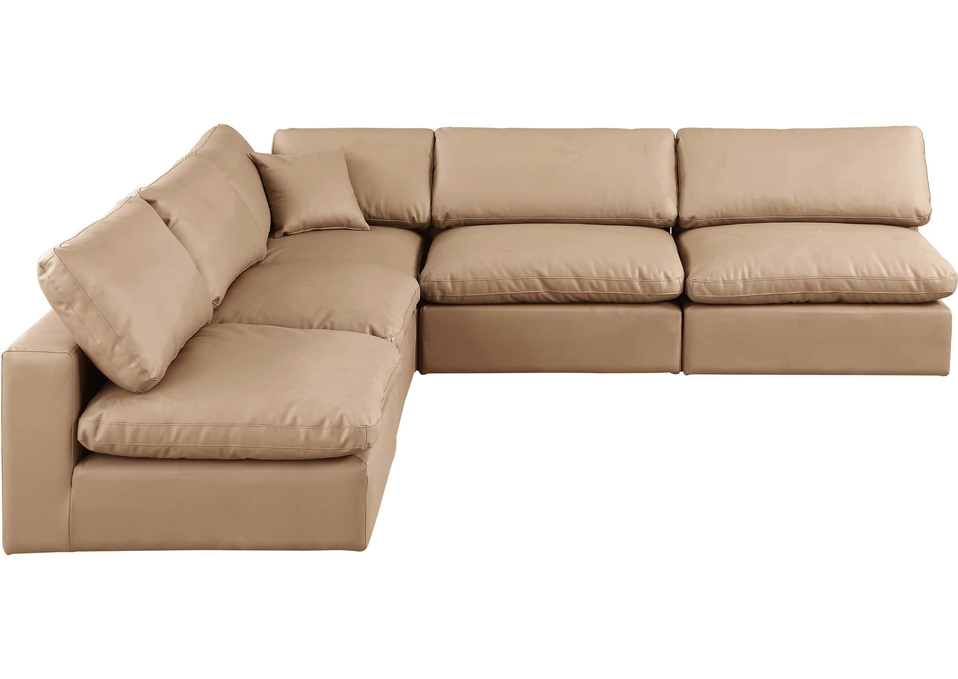 Comfy Tan Faux Leather Modular Sectional,Meridian Furniture