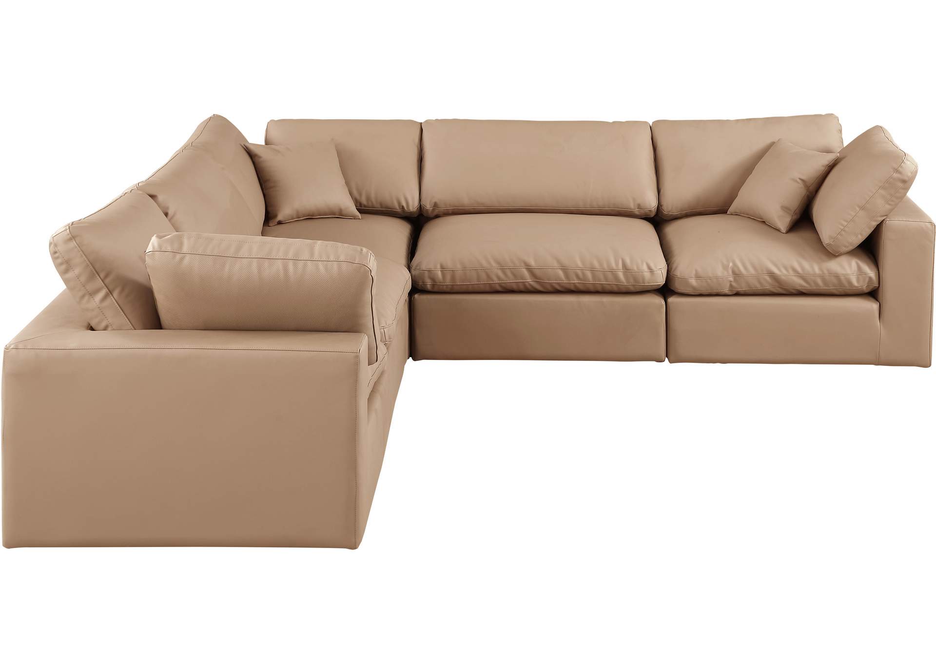 Comfy Tan Faux Leather Modular Sectional,Meridian Furniture