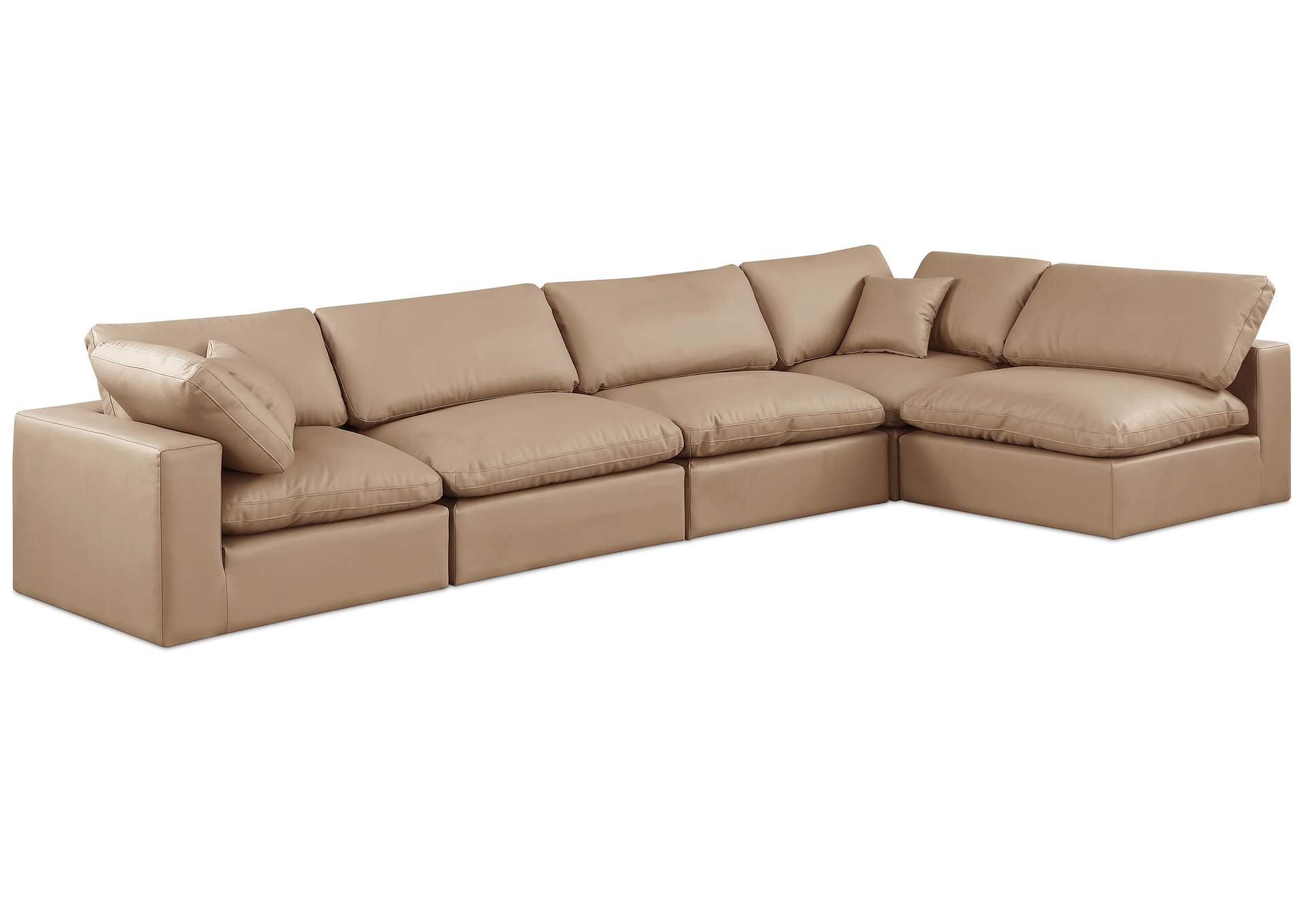 Comfy Tan Faux Leather Modular Sectional,Meridian Furniture
