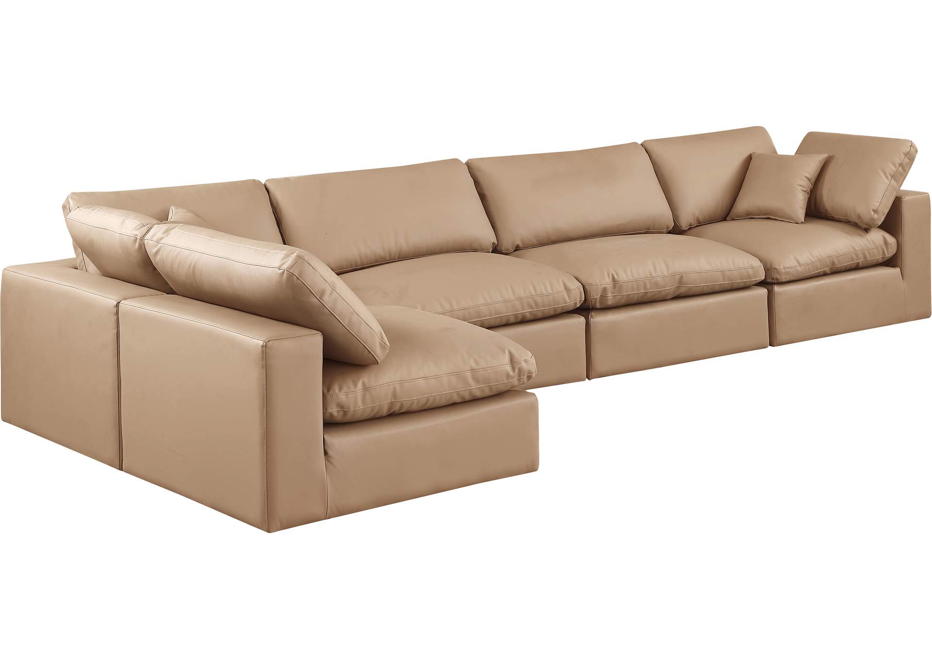 Comfy Tan Faux Leather Modular Sectional,Meridian Furniture