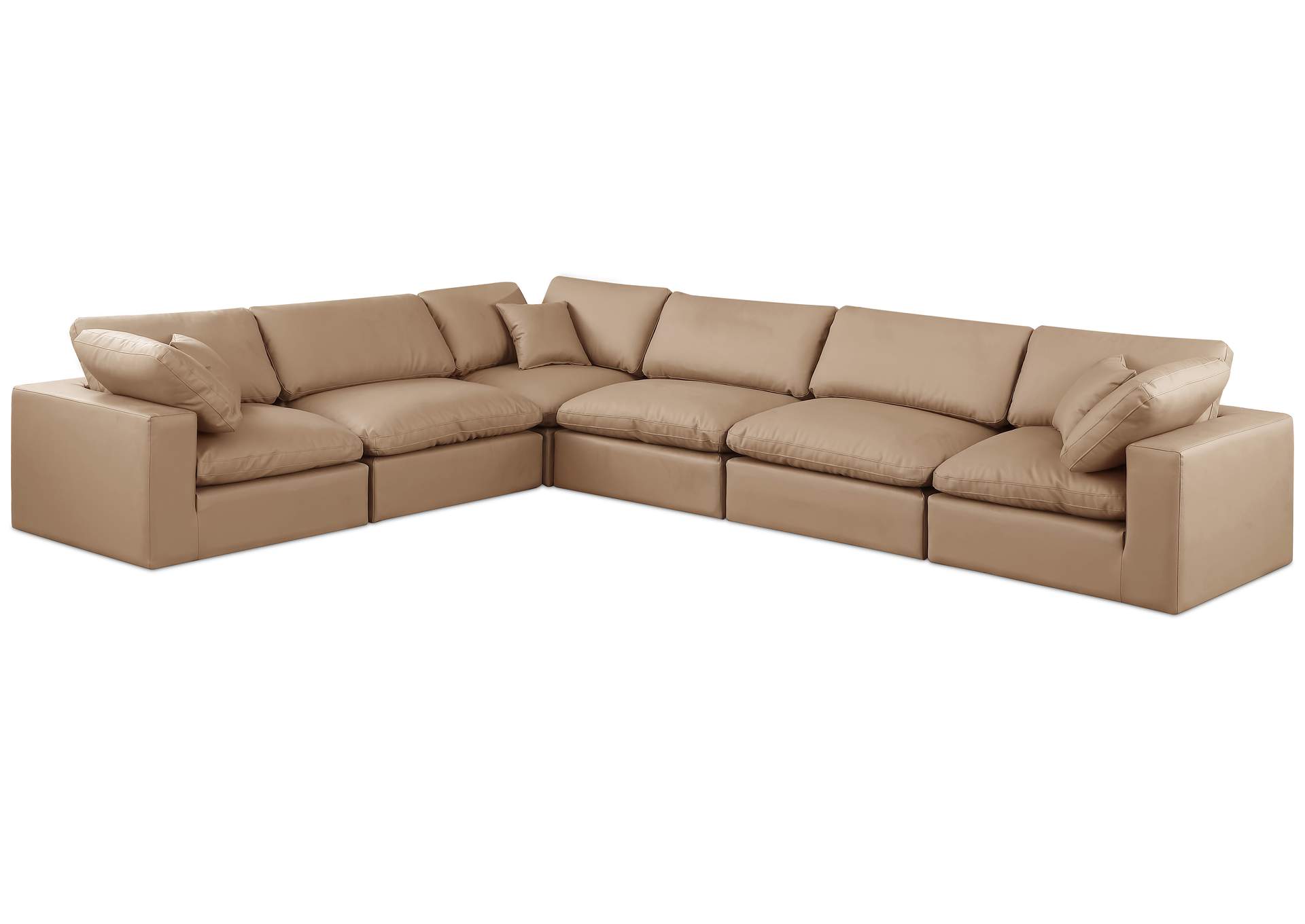 Comfy Tan Faux Leather Modular Sectional,Meridian Furniture