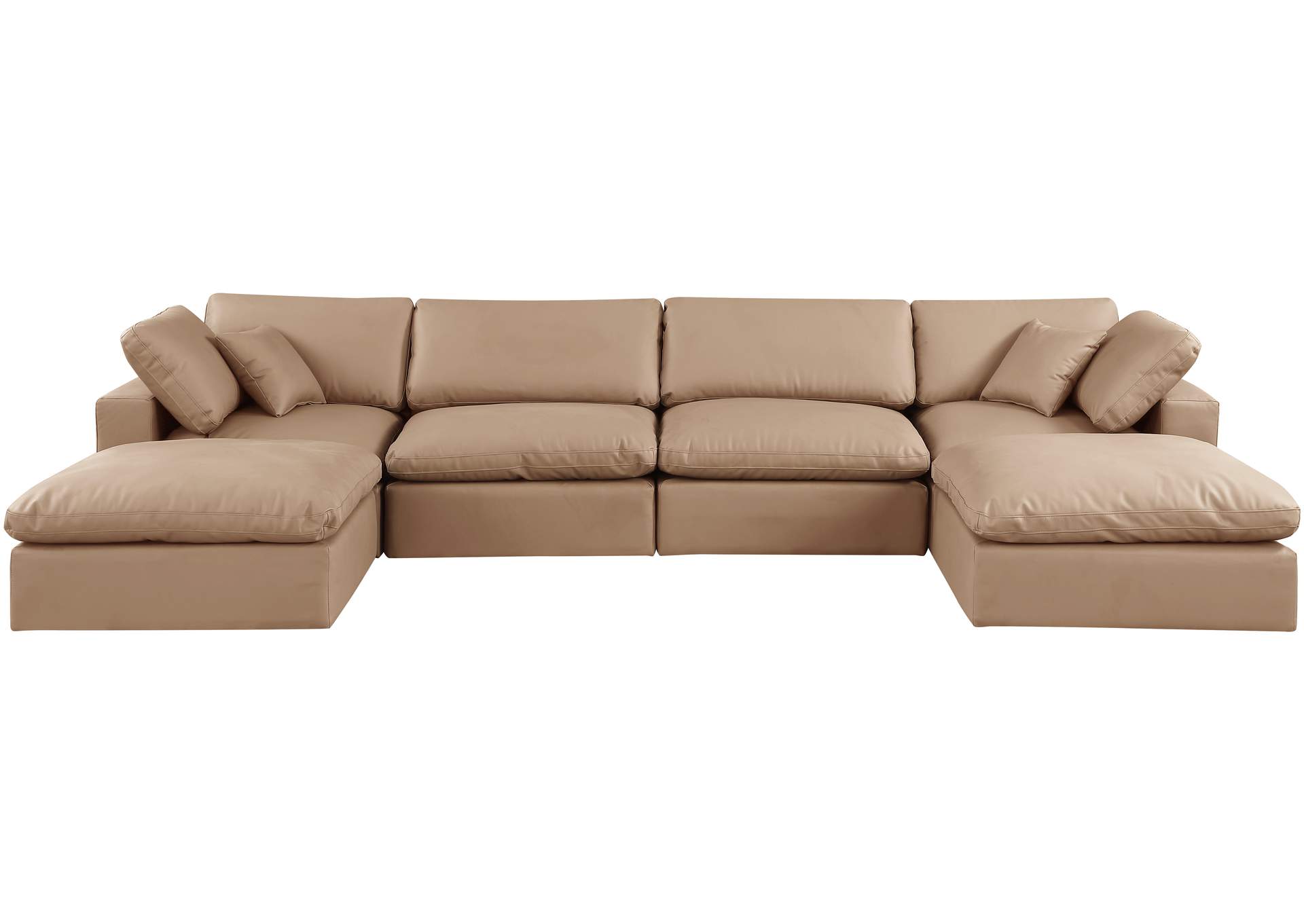 Comfy Tan Faux Leather Modular Sectional,Meridian Furniture