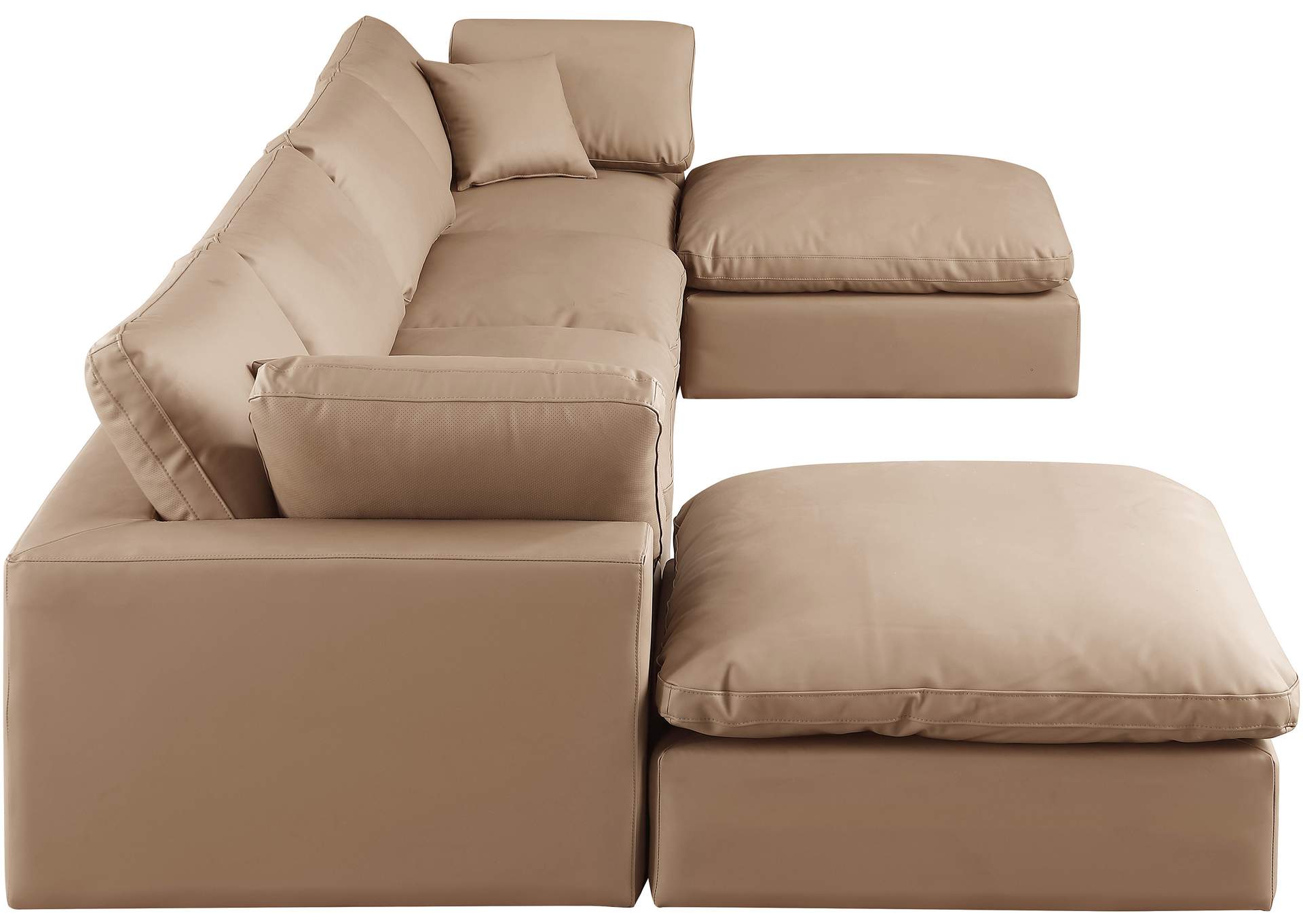 Comfy Tan Faux Leather Modular Sectional,Meridian Furniture