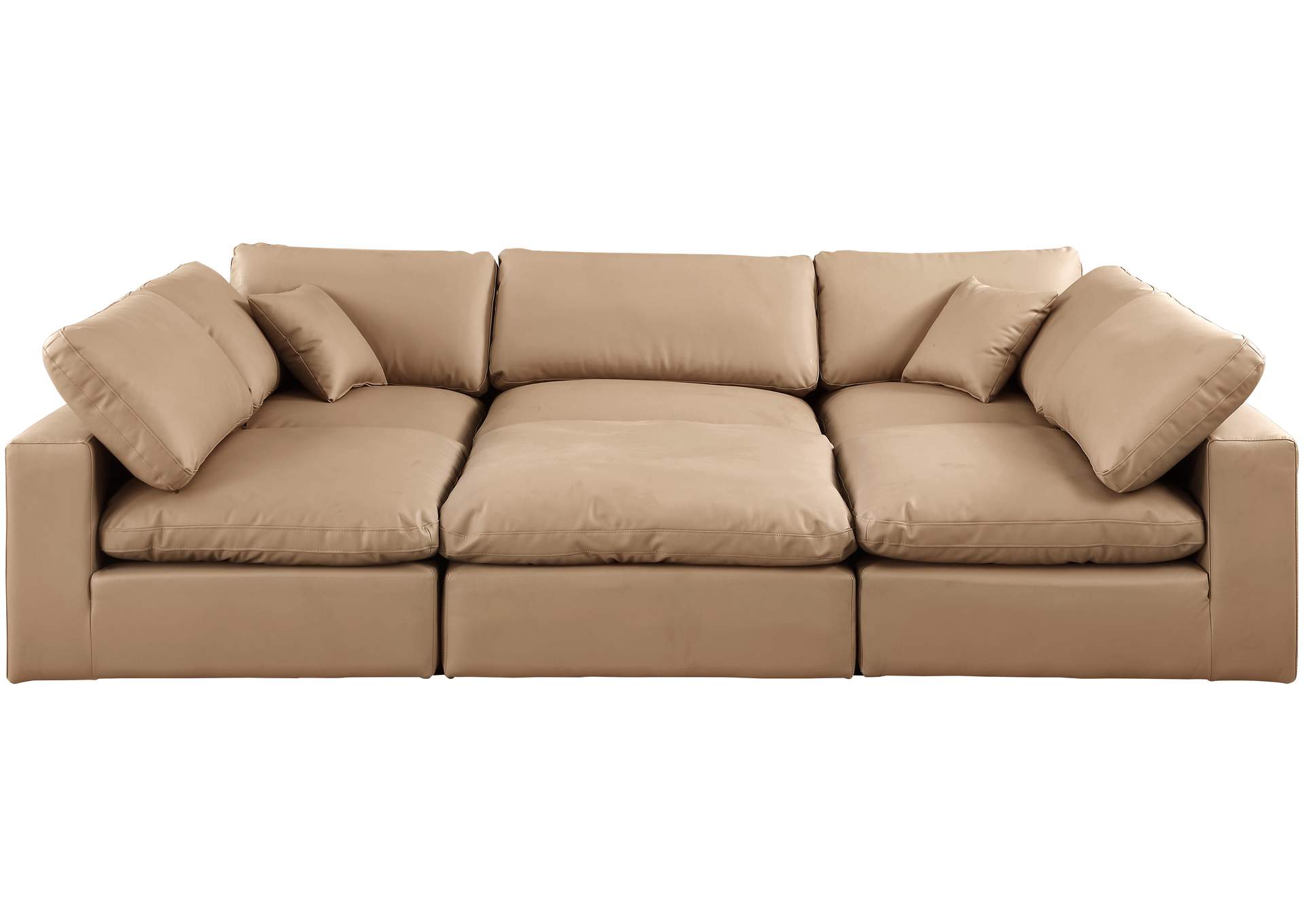 Comfy Tan Faux Leather Modular Sectional,Meridian Furniture