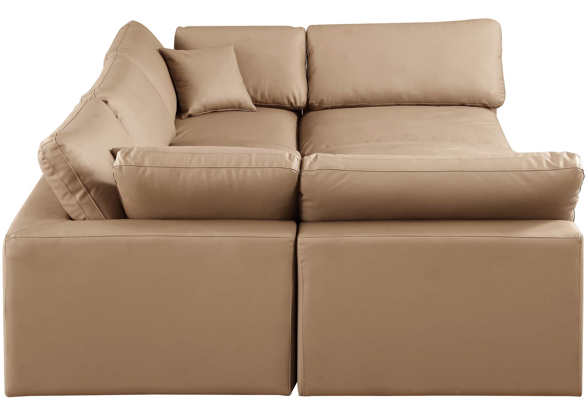 Comfy Tan Faux Leather Modular Sectional,Meridian Furniture