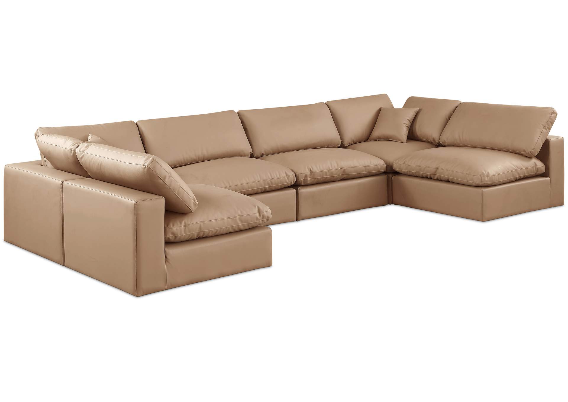 Comfy Tan Faux Leather Modular Sectional,Meridian Furniture