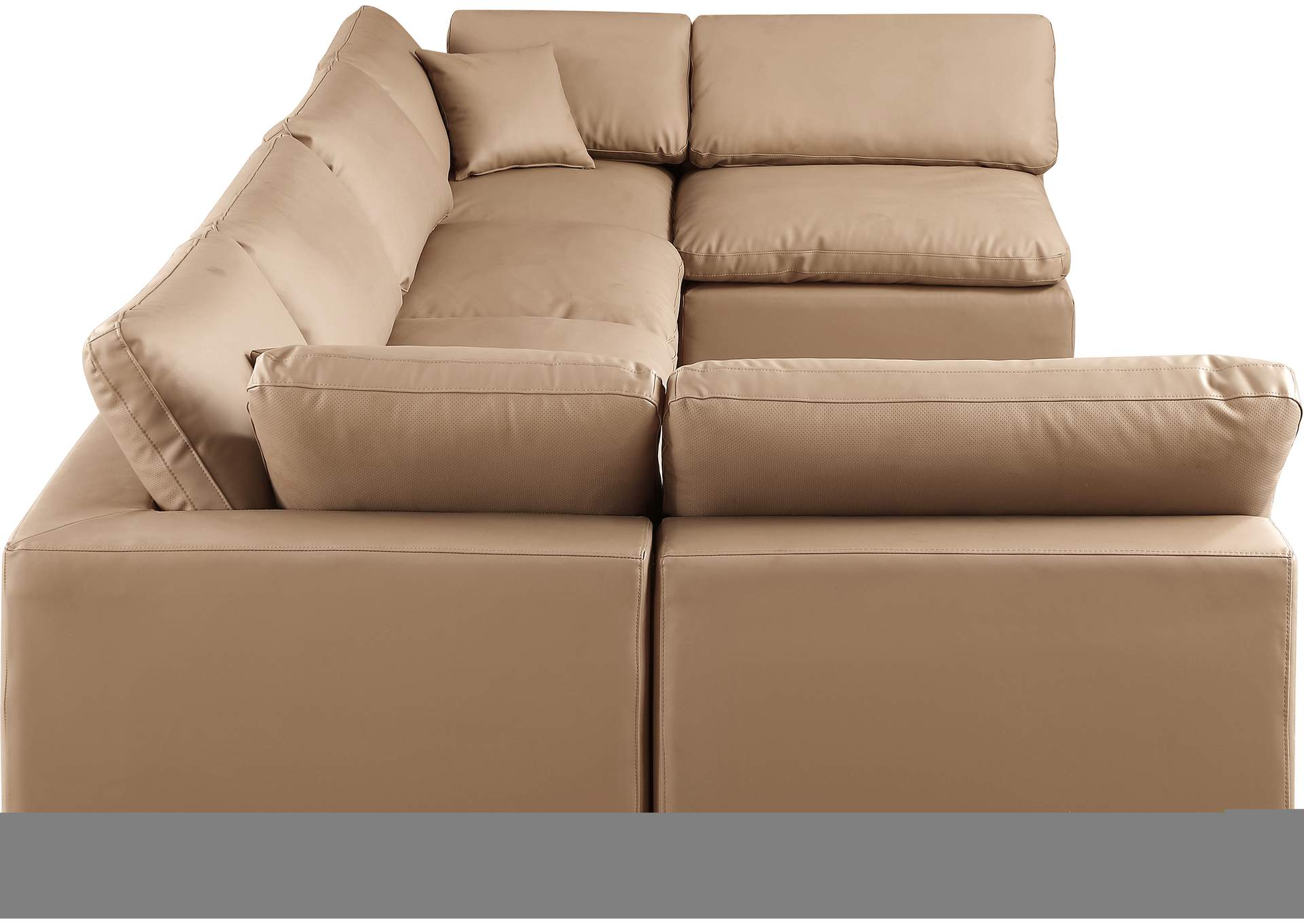 Comfy Tan Faux Leather Modular Sectional,Meridian Furniture