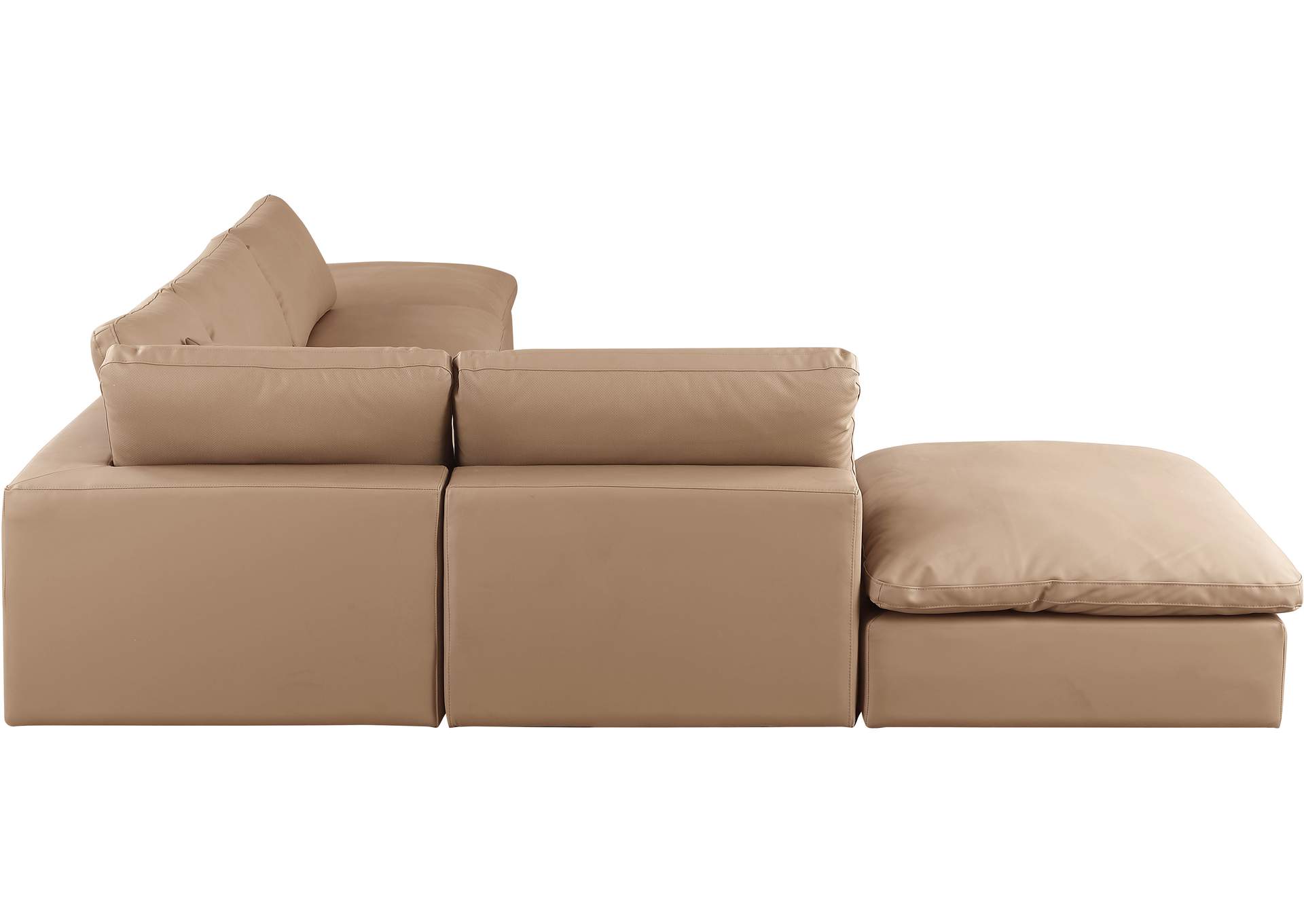 Comfy Tan Faux Leather Modular Sectional,Meridian Furniture