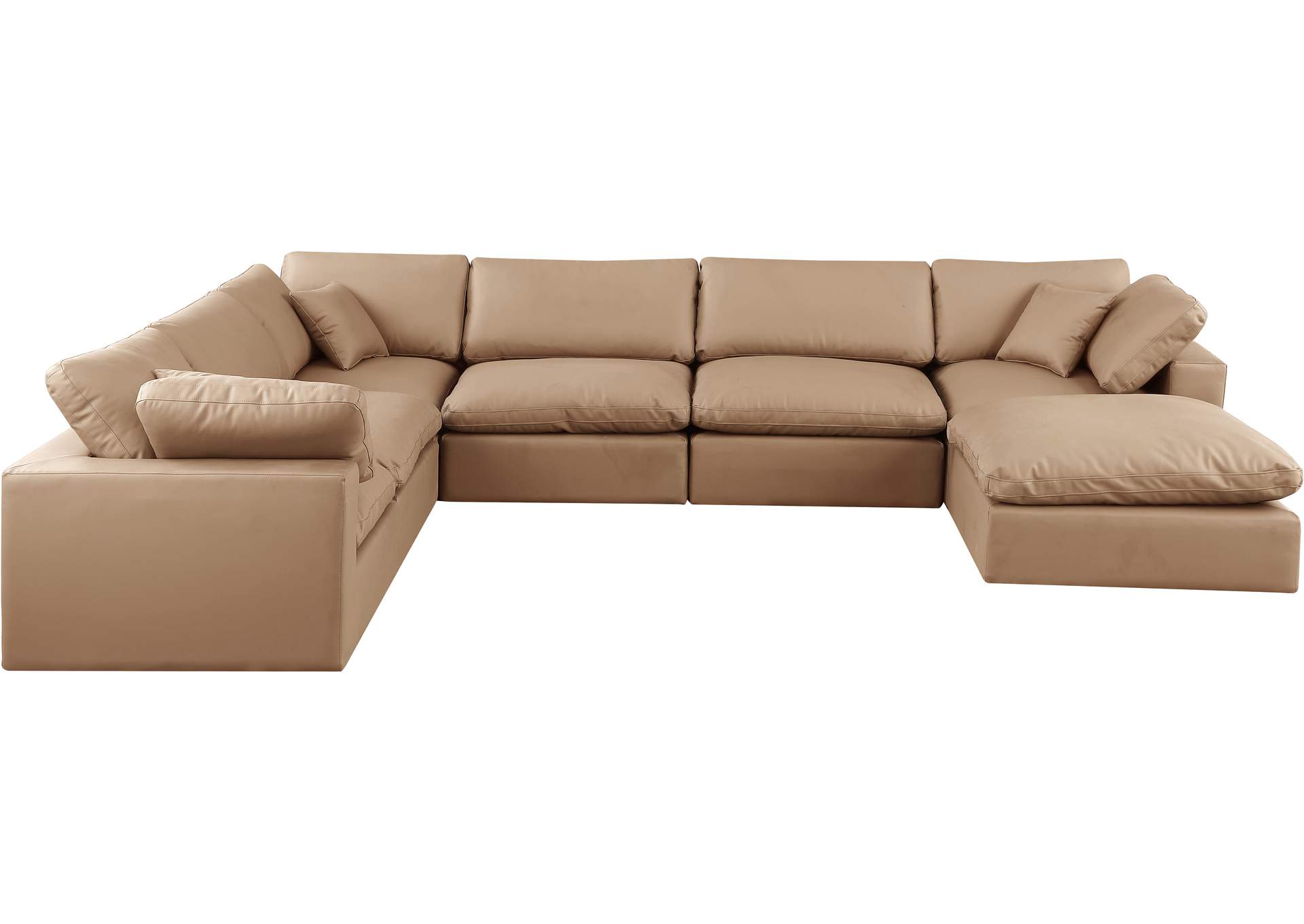 Comfy Tan Faux Leather Modular Sectional,Meridian Furniture